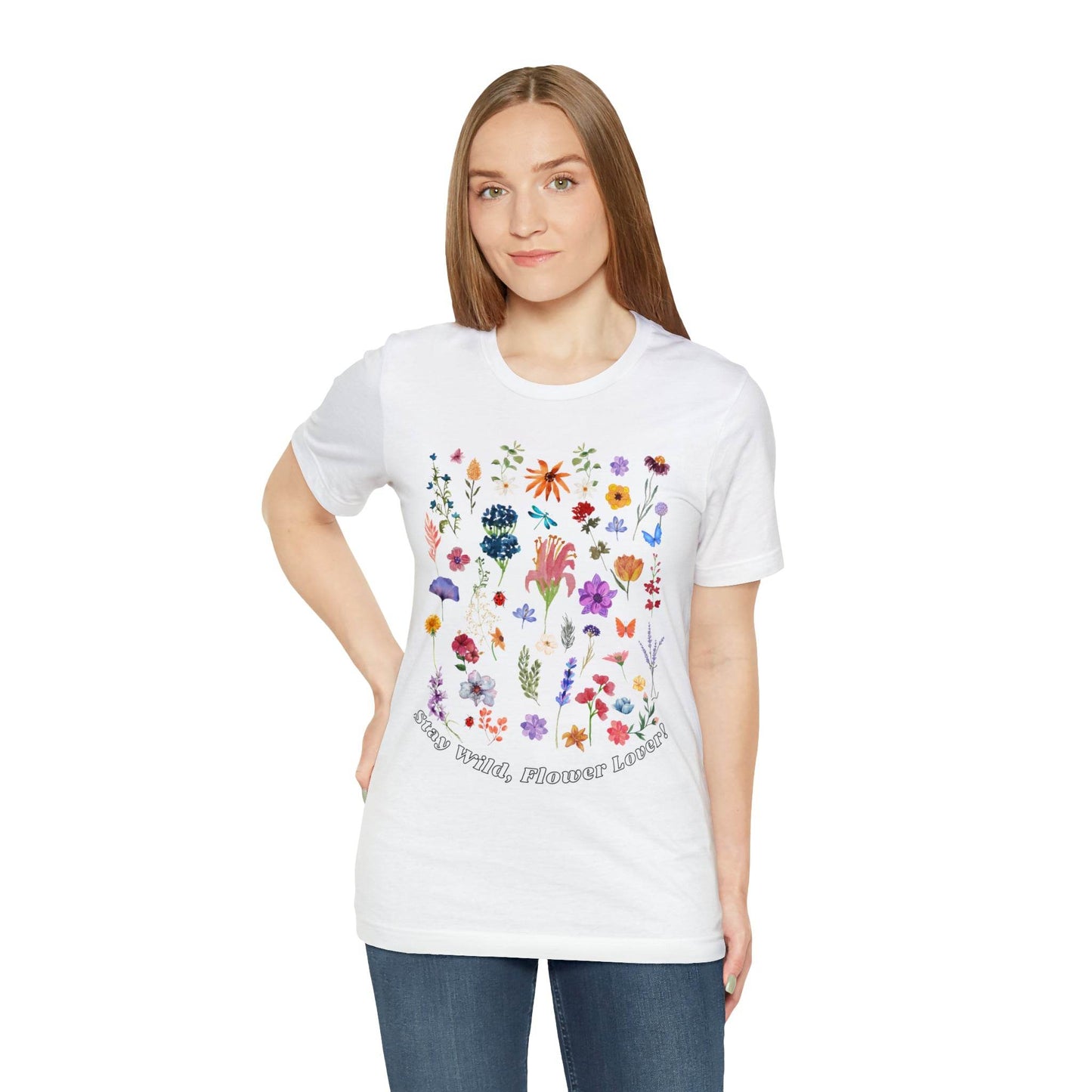 Wildflower Tshirt Flowers Shirt Floral Tshirt Flower Shirt Gift for Women - Ladies Shirts Best Friend Gift, Plant Mom Stay Wild flower lover - Giftsmojo
