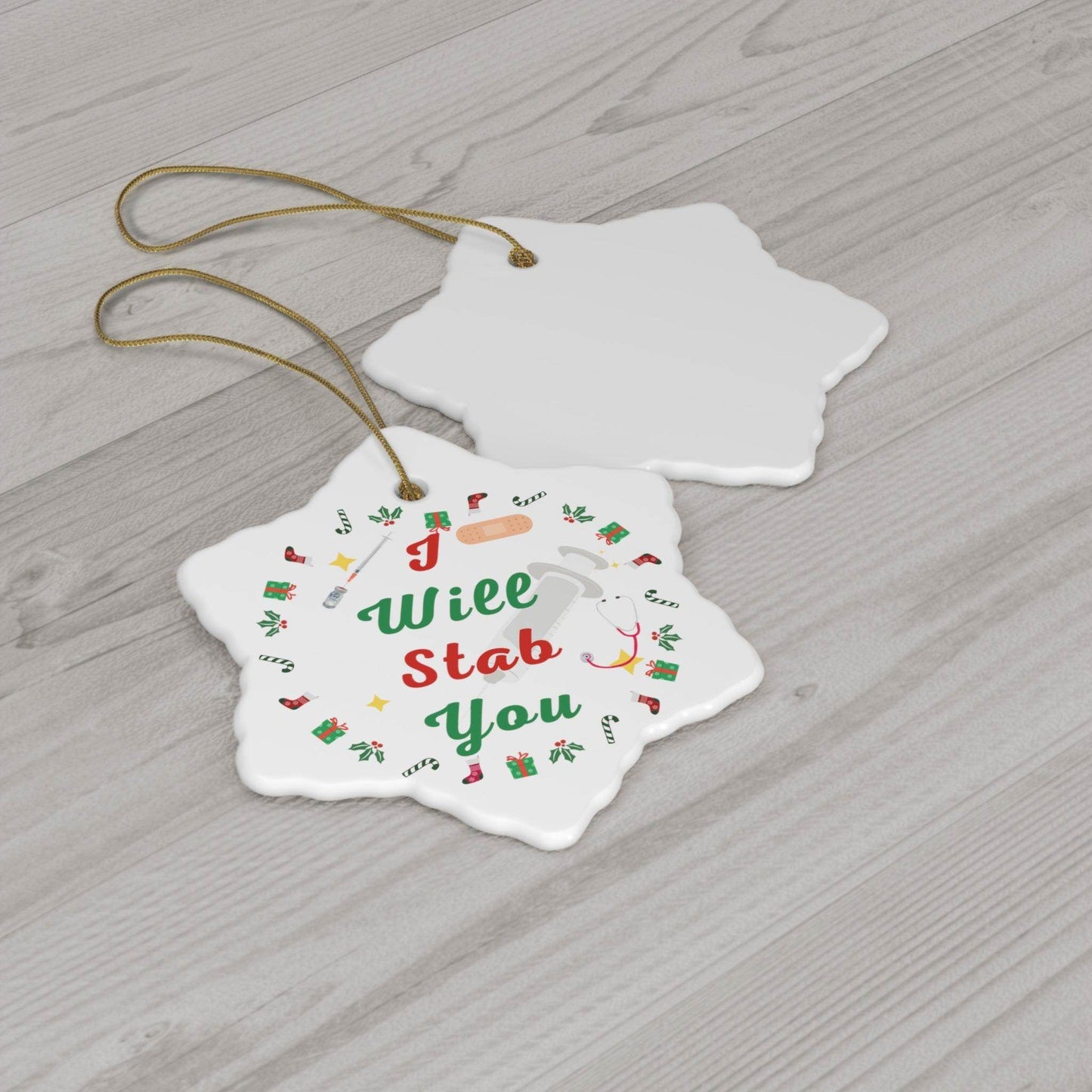 I will Stab You Nurse Christmas Ornament Nurse Ornament Nurse Christmas Tree Ornament Nurse Care Ornament Nurses Ornament Occupation Job - Giftsmojo