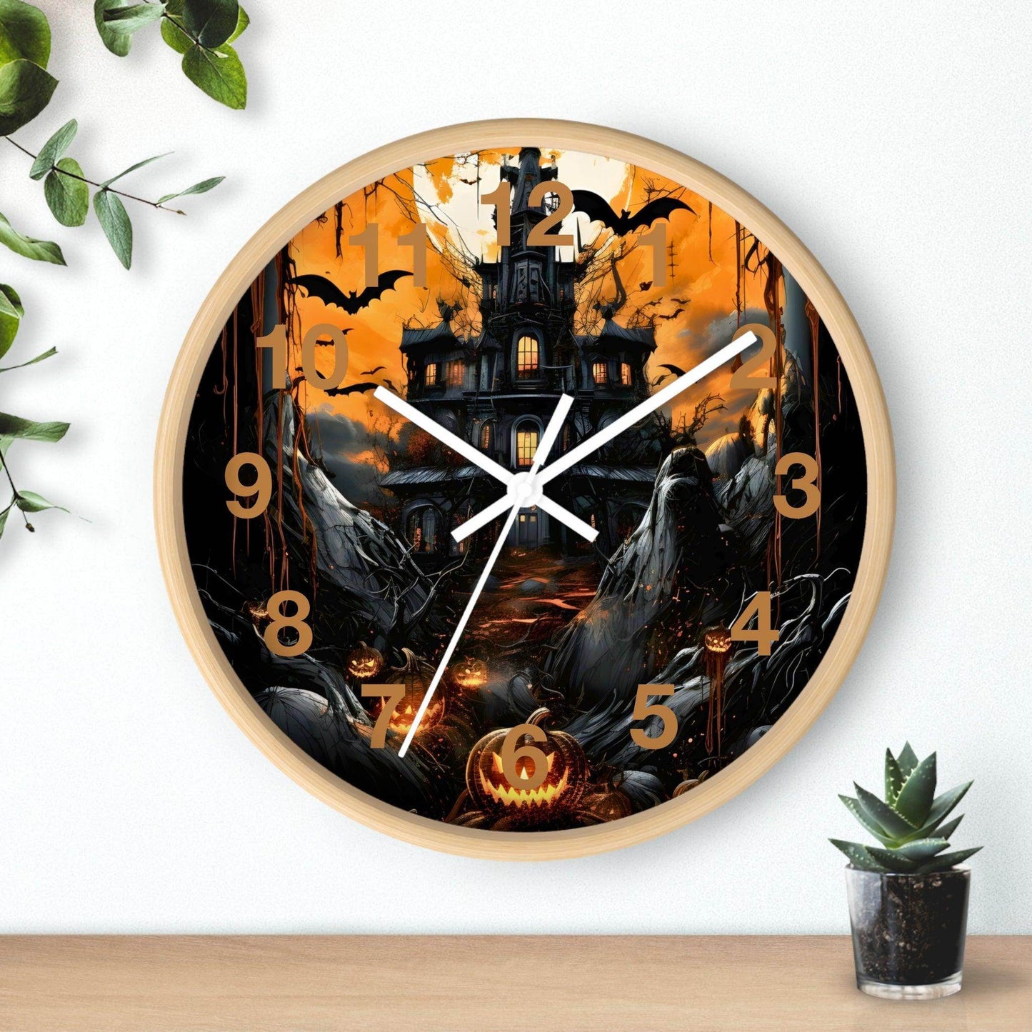 Halloween Ghost Wall Clock Halloween Wall Clocks Halloween Clock Fall Clock Halloween Decor Home decor - Giftsmojo