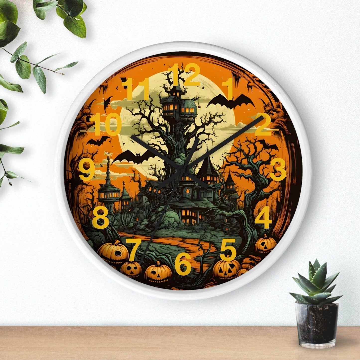 Halloween decor Halloween Ghost Wall Clock Halloween Wall Clocks Halloween Clock Fall Clock Halloween Decor - Giftsmojo