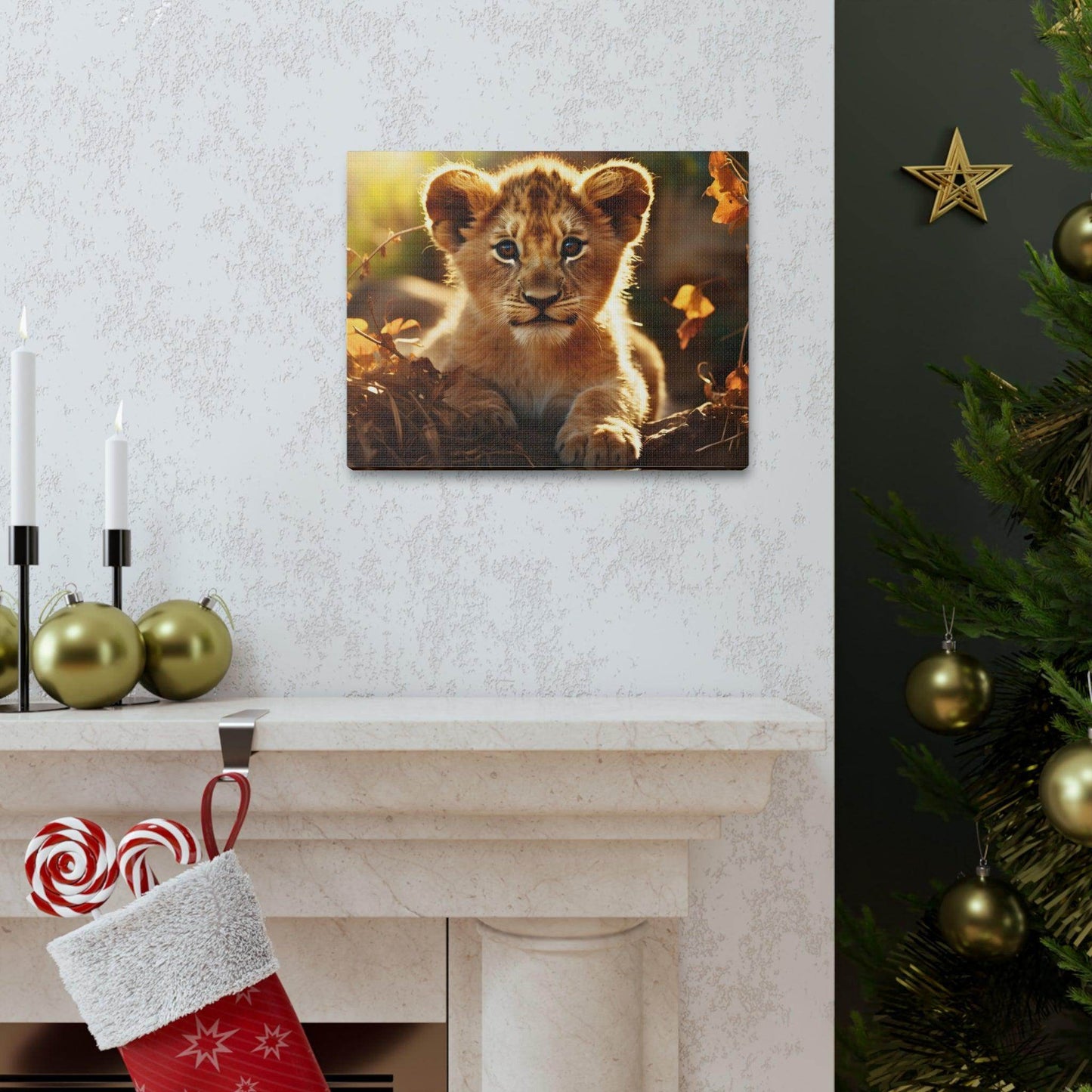 Baby Lion Cub Print Animal Nature Art Safari Nursery Canvas Gallery Wraps Baby Lion Print Large Canvas Art Animal Wall Art Lover Gift - Giftsmojo