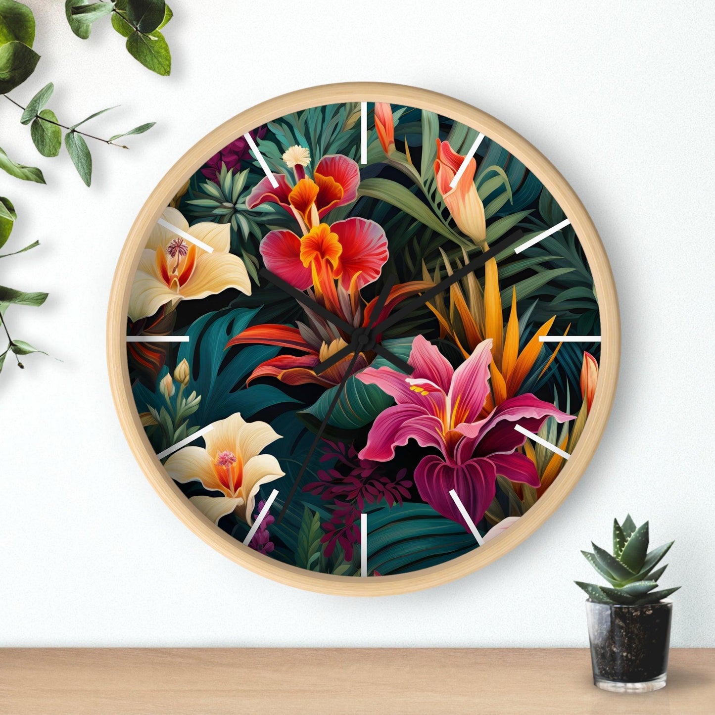 Wild Flower Wall Clock Flower Wall Clocks Home Clock Spring Clock Floral Clock Home Decor