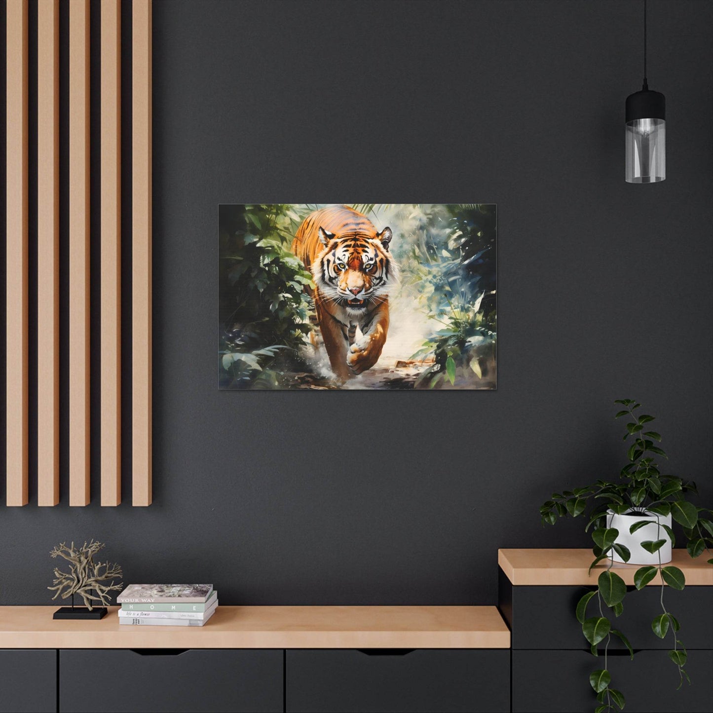 Watercolor Tiger In Nature Art Canvas Gallery Wraps Tiger Print Large Canvas Art Animal Wall Art minimalist Wall Art Lover Gift - Giftsmojo