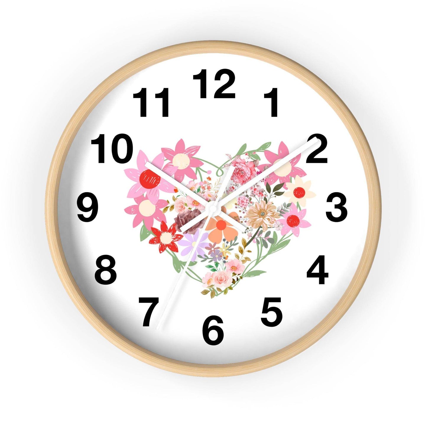 Flower wall clock, Flower Heart Wall clock, Floral Wall Clock, Home decor gift, House Warming gift, New Home Gift, Mom gift - Giftsmojo