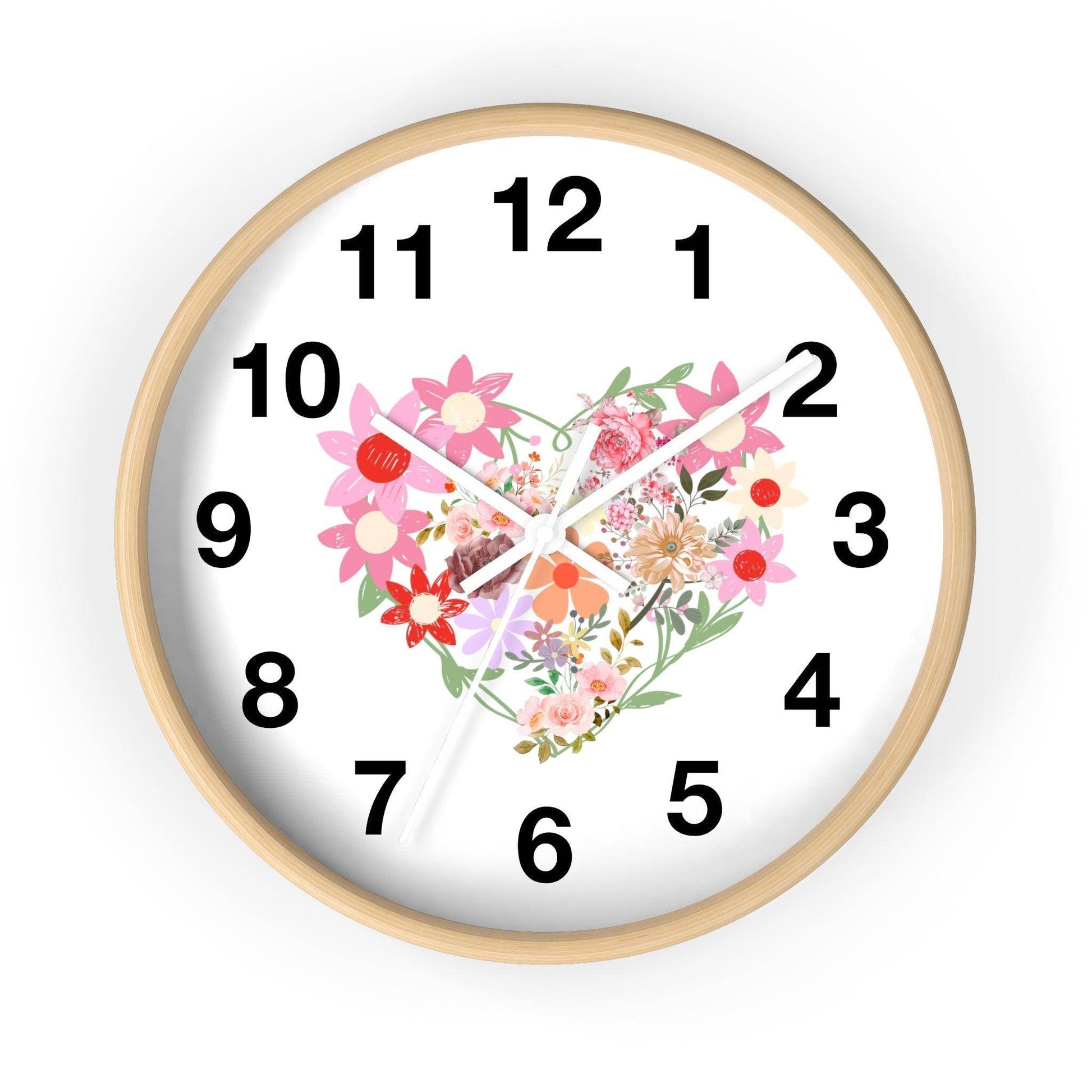 Flower wall clock, Flower Heart Wall clock, Floral Wall Clock, Home decor gift, House Warming gift, New Home Gift, Mom gift - Giftsmojo