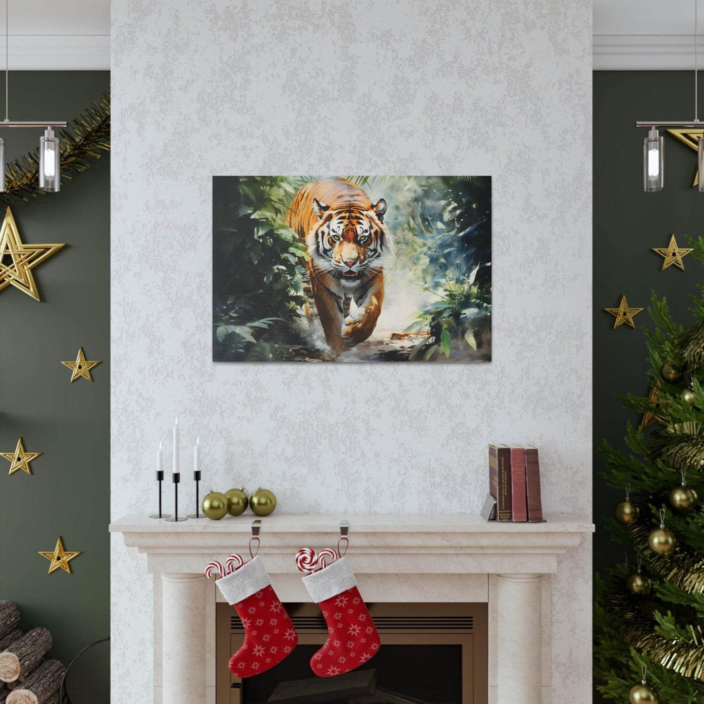 Watercolor Tiger In Nature Art Canvas Gallery Wraps Tiger Print Large Canvas Art Animal Wall Art minimalist Wall Art Lover Gift - Giftsmojo