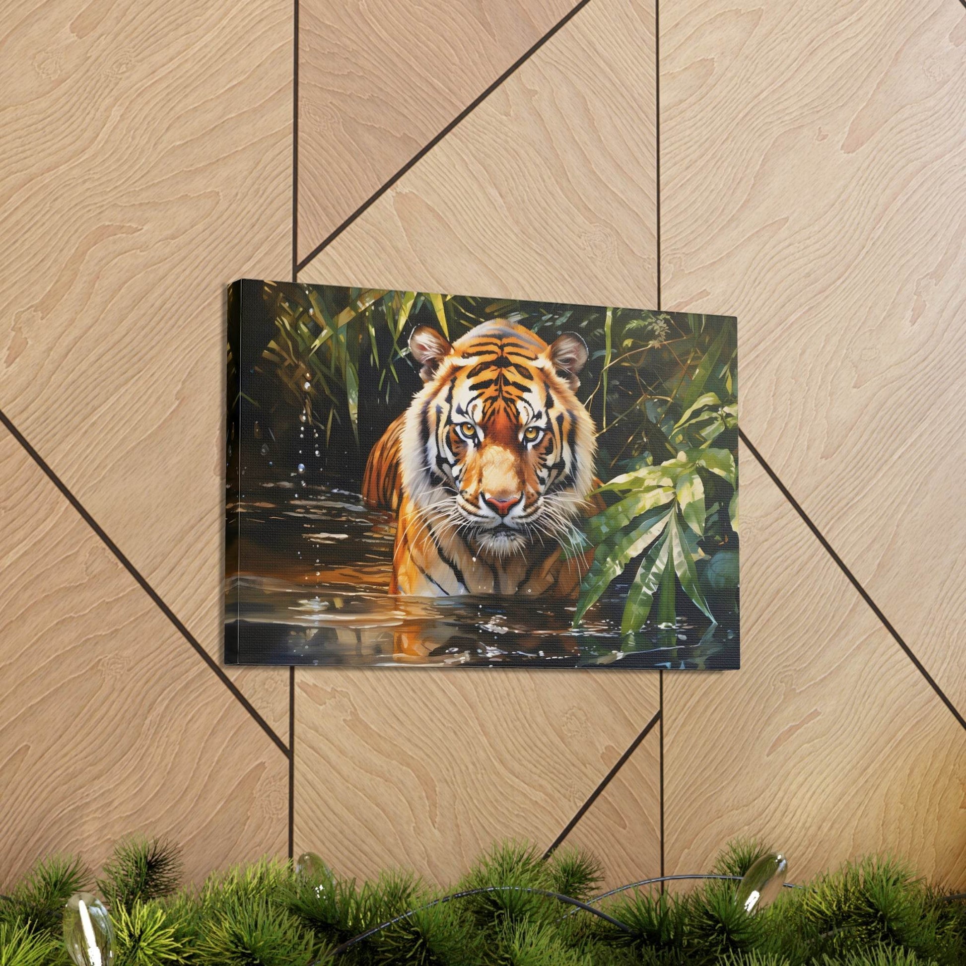Watercolor Tiger In Nature Art Canvas Gallery Wraps Tiger Print Large Canvas Art Animal Wall Art minimalist Wall Art Lover Gift - Giftsmojo
