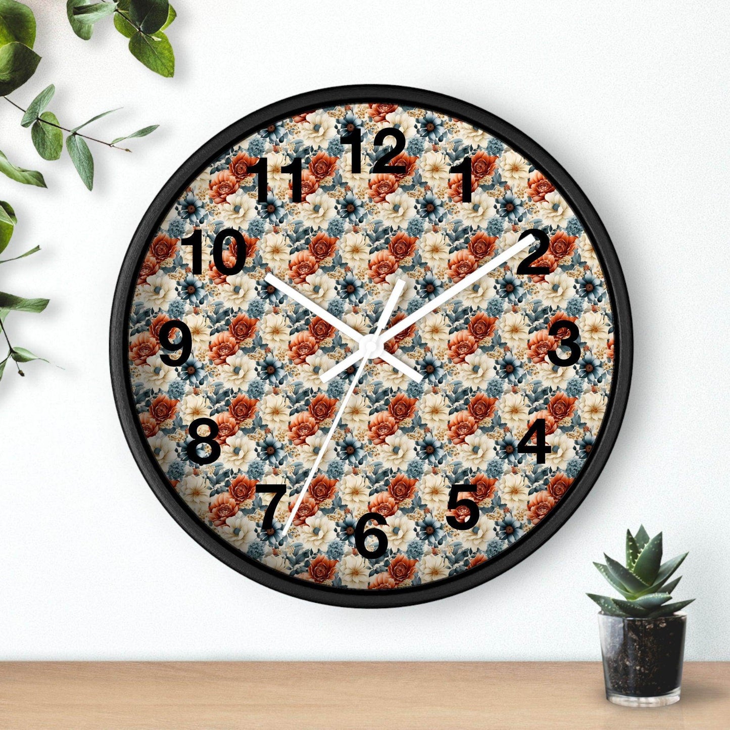 Flower Wall Clock Floral Wall Clock Kids Room Home Decor New Home House Warming Gift New Home Owner, Dorm Room Clock Collage Student Clock - Giftsmojo