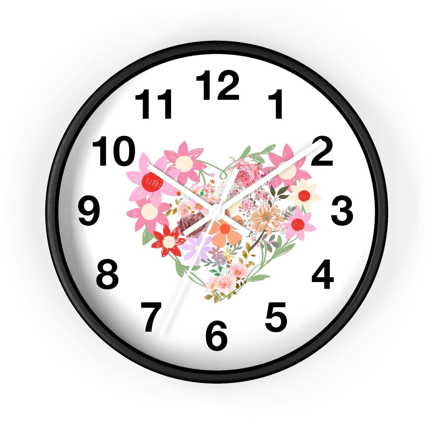Flower wall clock, Flower Heart Wall clock, Floral Wall Clock, Home decor gift, House Warming gift, New Home Gift, Mom gift - Giftsmojo