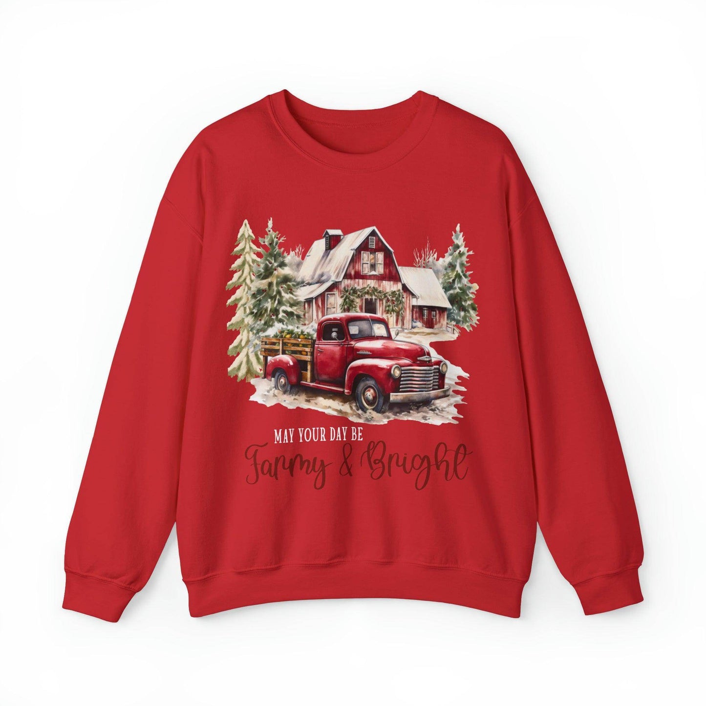 May Your Day Be Farmy And Bright Christmas Sweatshirt Christmas on The Farm Sweatshirt Christmas Farm Sweatshirt Christmas Sweater Trendy Christmas Shirt Farmers - Giftsmojo