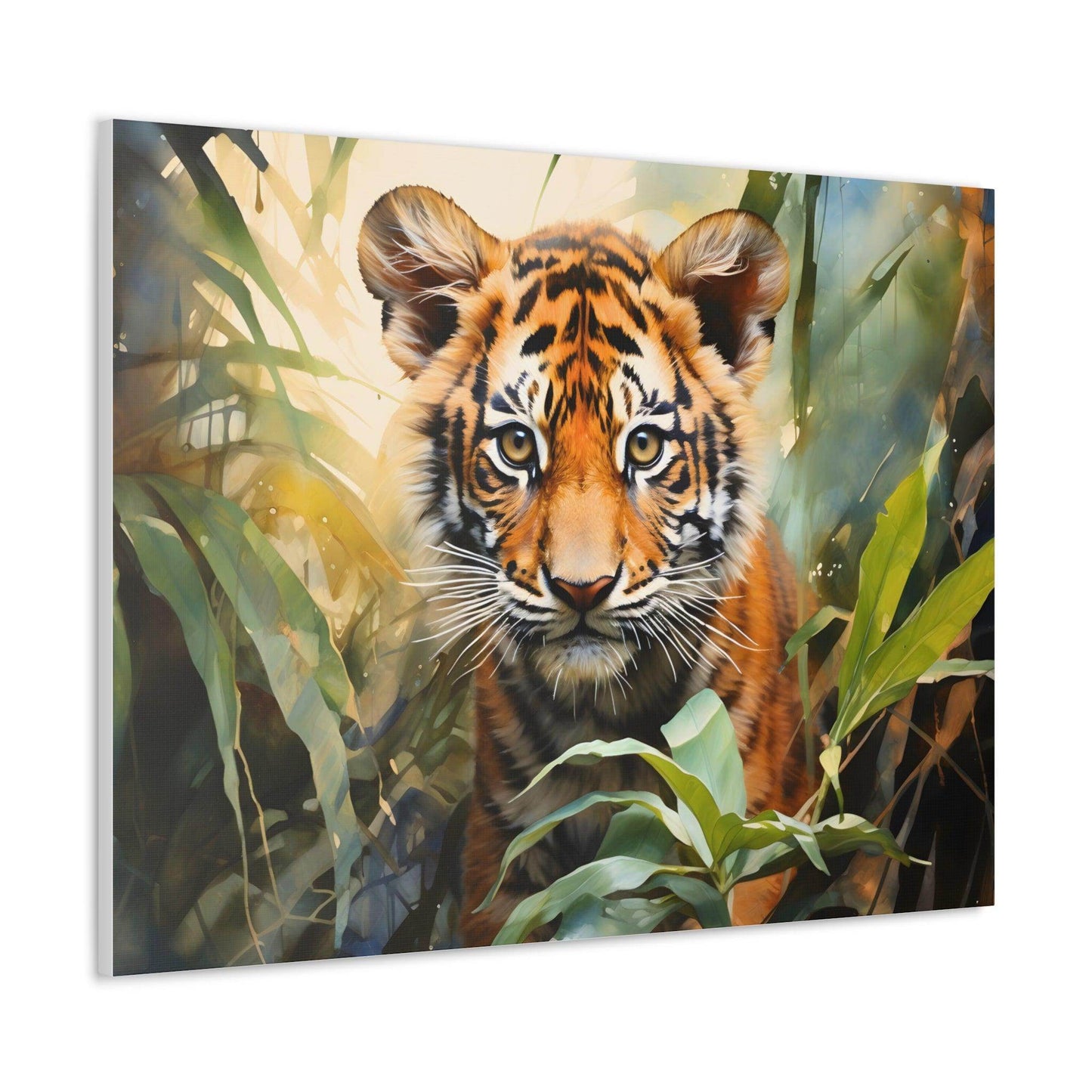 Watercolor Baby Tiger In Nature Art Canvas Gallery Wraps Tiger Print Large Canvas Art Animal Wall Art minimalist Wall Art Lover Gift - Giftsmojo