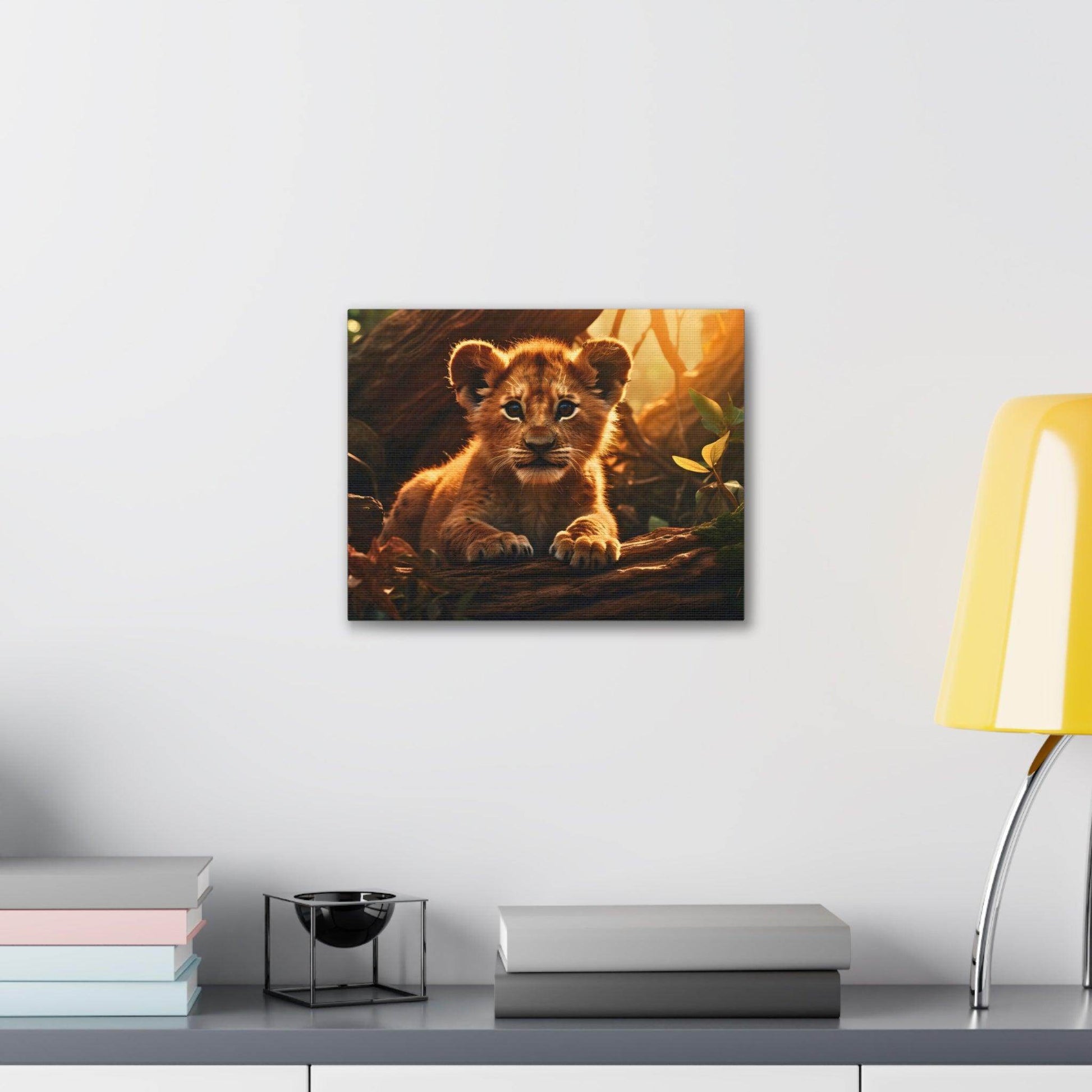 Baby Lion Cub Print Animal Nature Art Safari Nursery Canvas Gallery Wraps Baby Lion Print Large Canvas Art Animal Wall Art Lover Gift - Giftsmojo