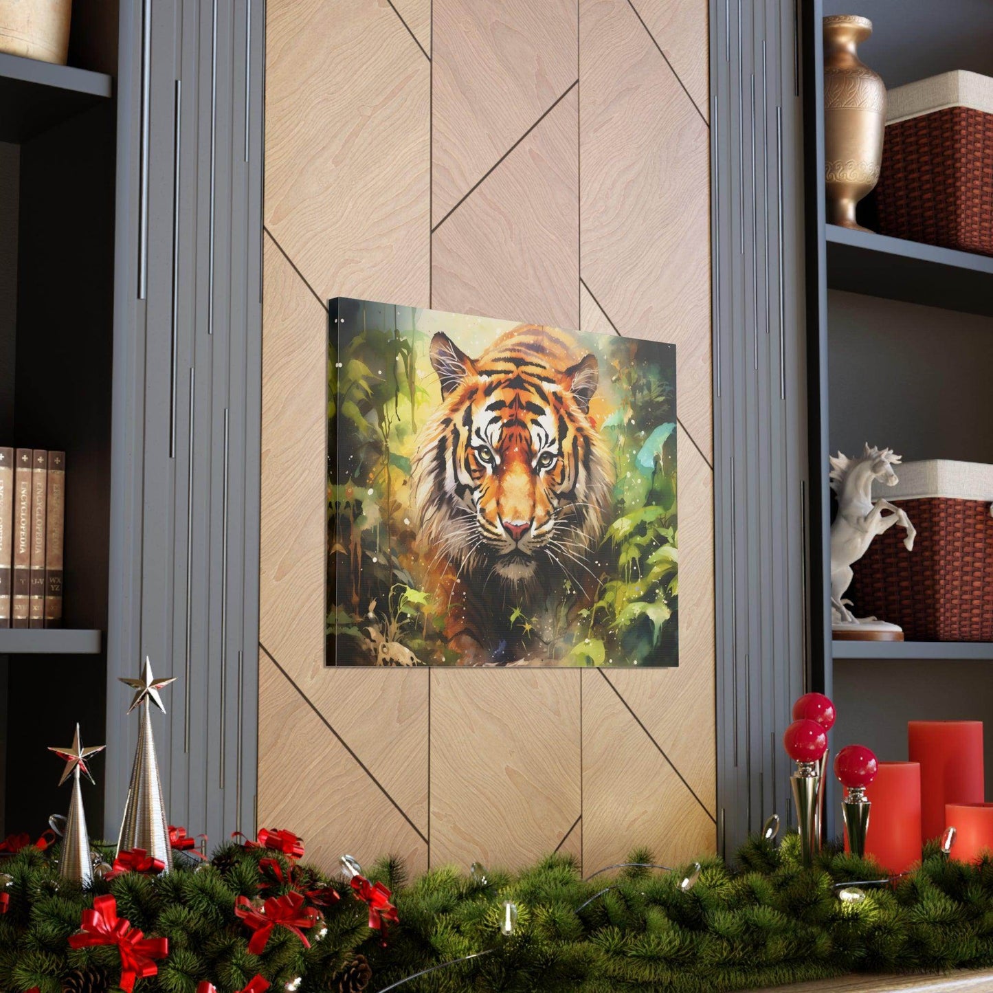 Watercolor Tiger In Nature Art Canvas Gallery Wraps Tiger Print Large Canvas Art Animal Wall Art minimalist Wall Art Lover Gift - Giftsmojo