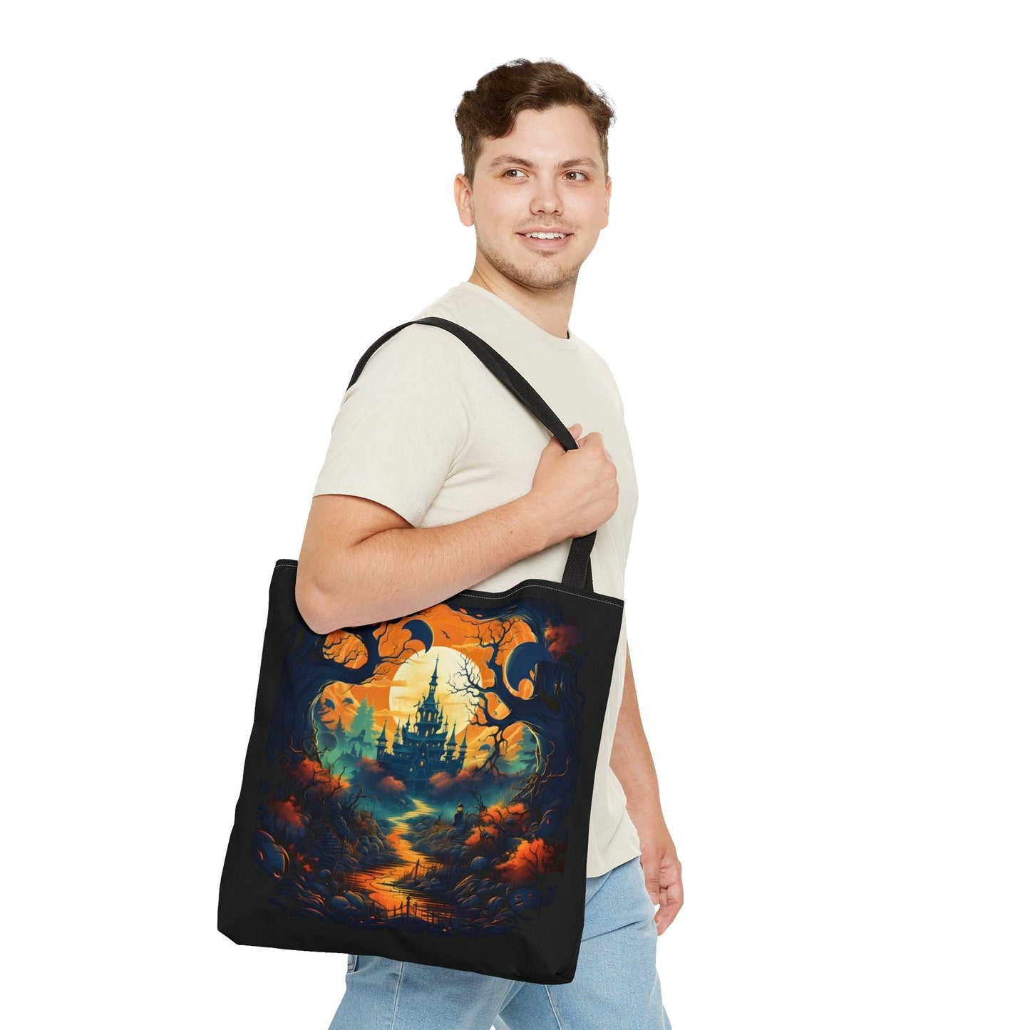 Happy Halloween Bag Trick or Treat Bag Love Fall Pumpkin Tote Bag Cute Market Bag - Aesthetic Bag, Fall Tote Bag, Mom Bag Canvas Bag