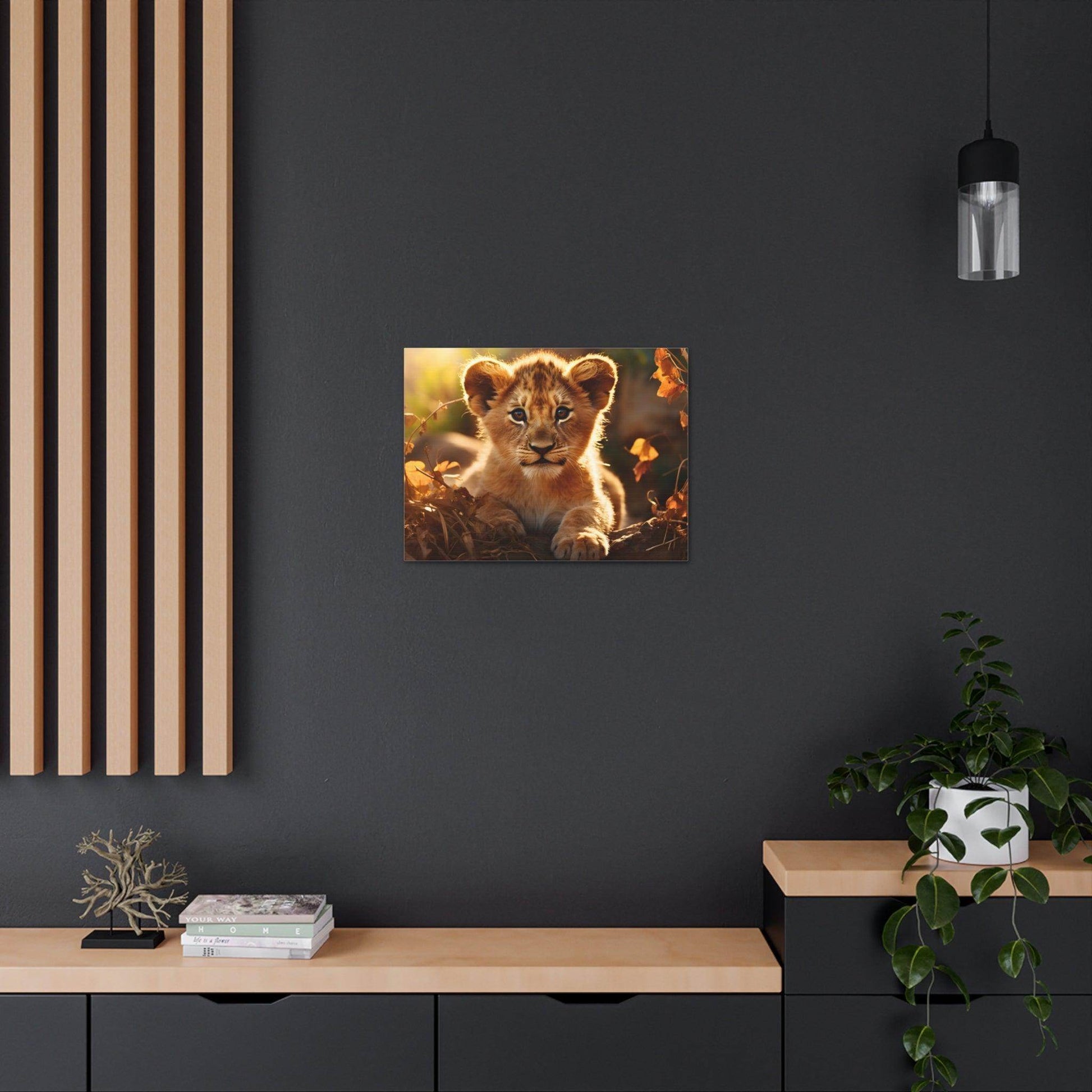 Baby Lion Cub Print Animal Nature Art Safari Nursery Canvas Gallery Wraps Baby Lion Print Large Canvas Art Animal Wall Art Lover Gift - Giftsmojo