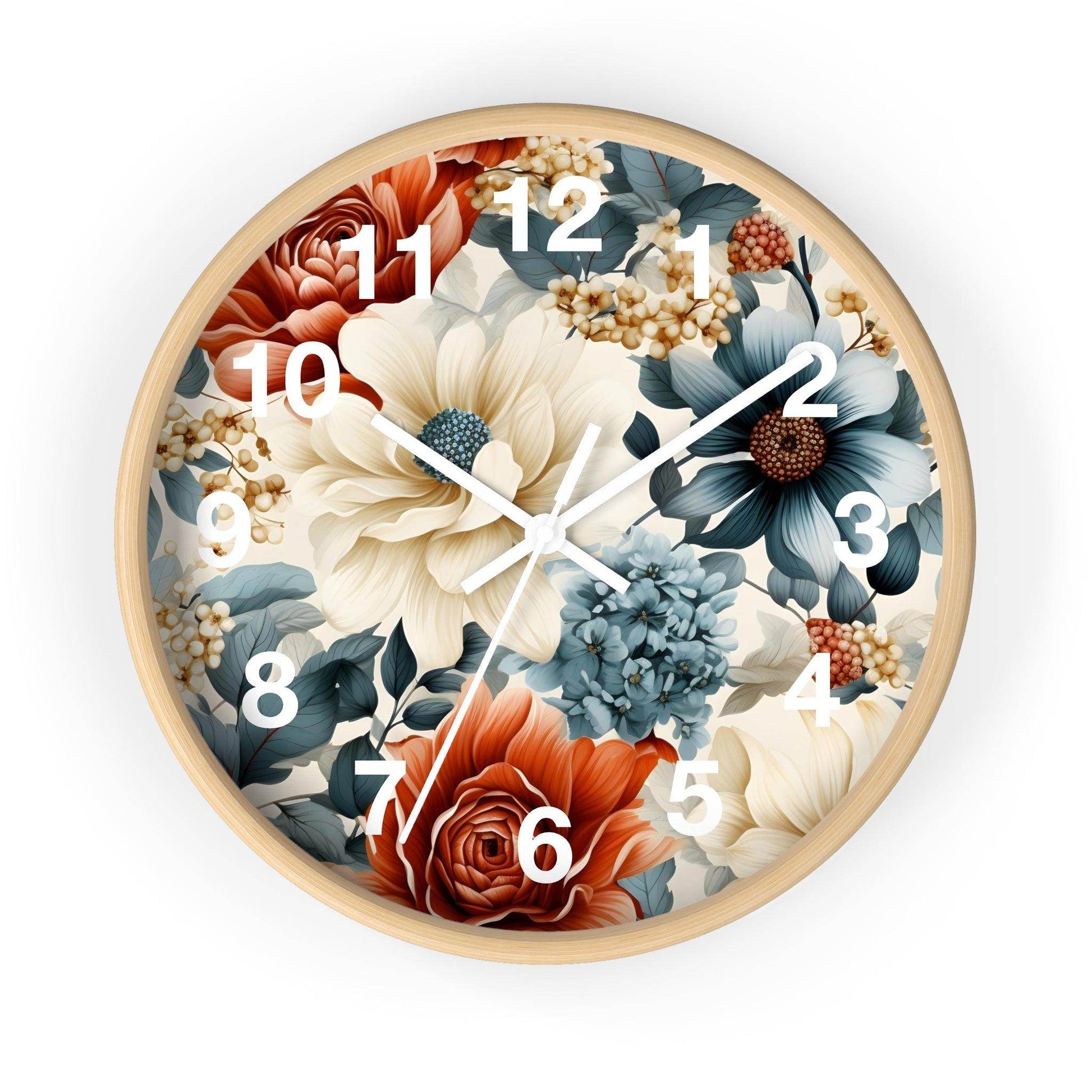 Wild Flower Wall Clock Floral Wall Clock Kids Room Home Decor New Home Gift House Warming Gift for New Home Owner, Dorm Room Clock Collage Student Clock - Giftsmojo