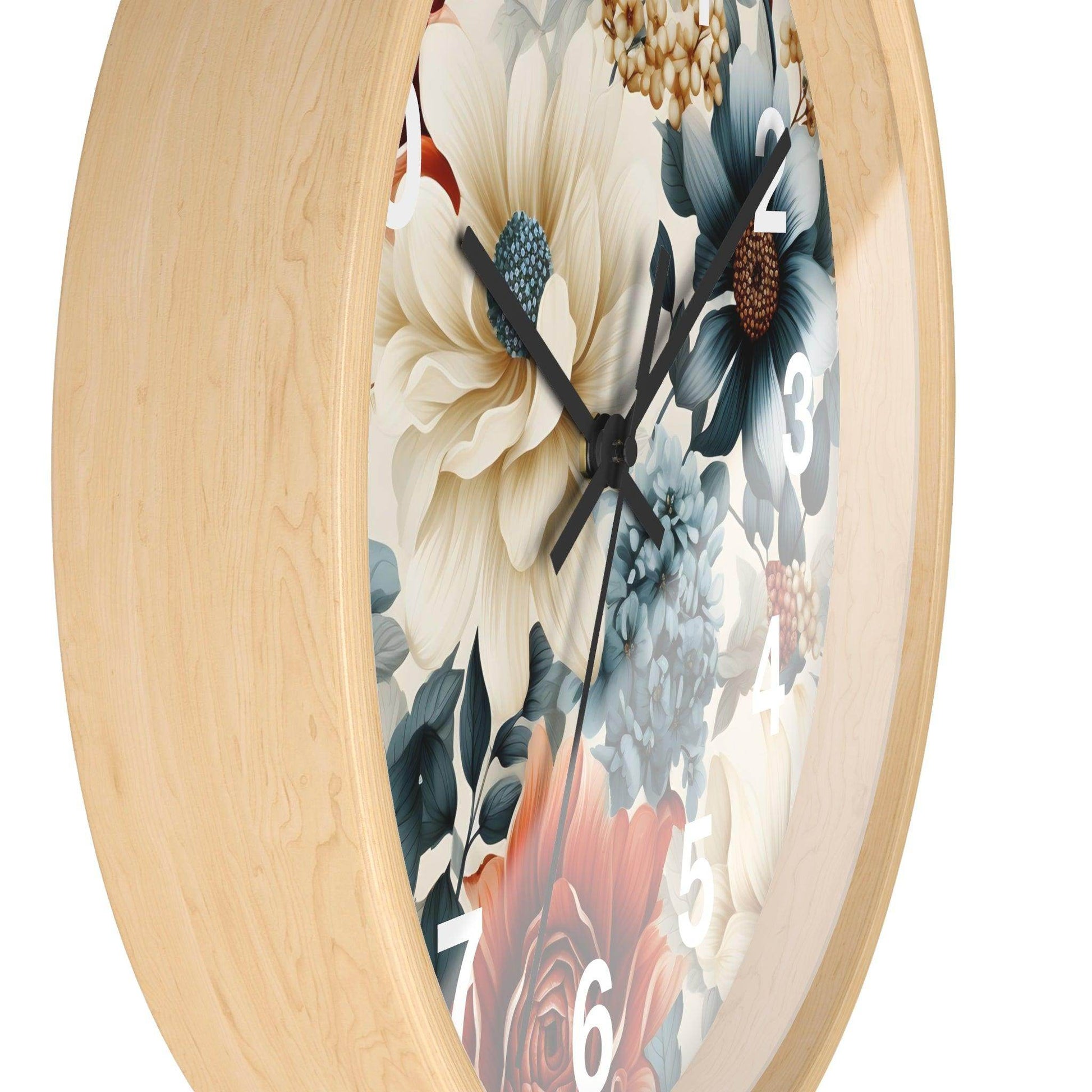 Wild Flower Wall Clock Floral Wall Clock Kids Room Home Decor New Home Gift House Warming Gift for New Home Owner, Dorm Room Clock Collage Student Clock - Giftsmojo