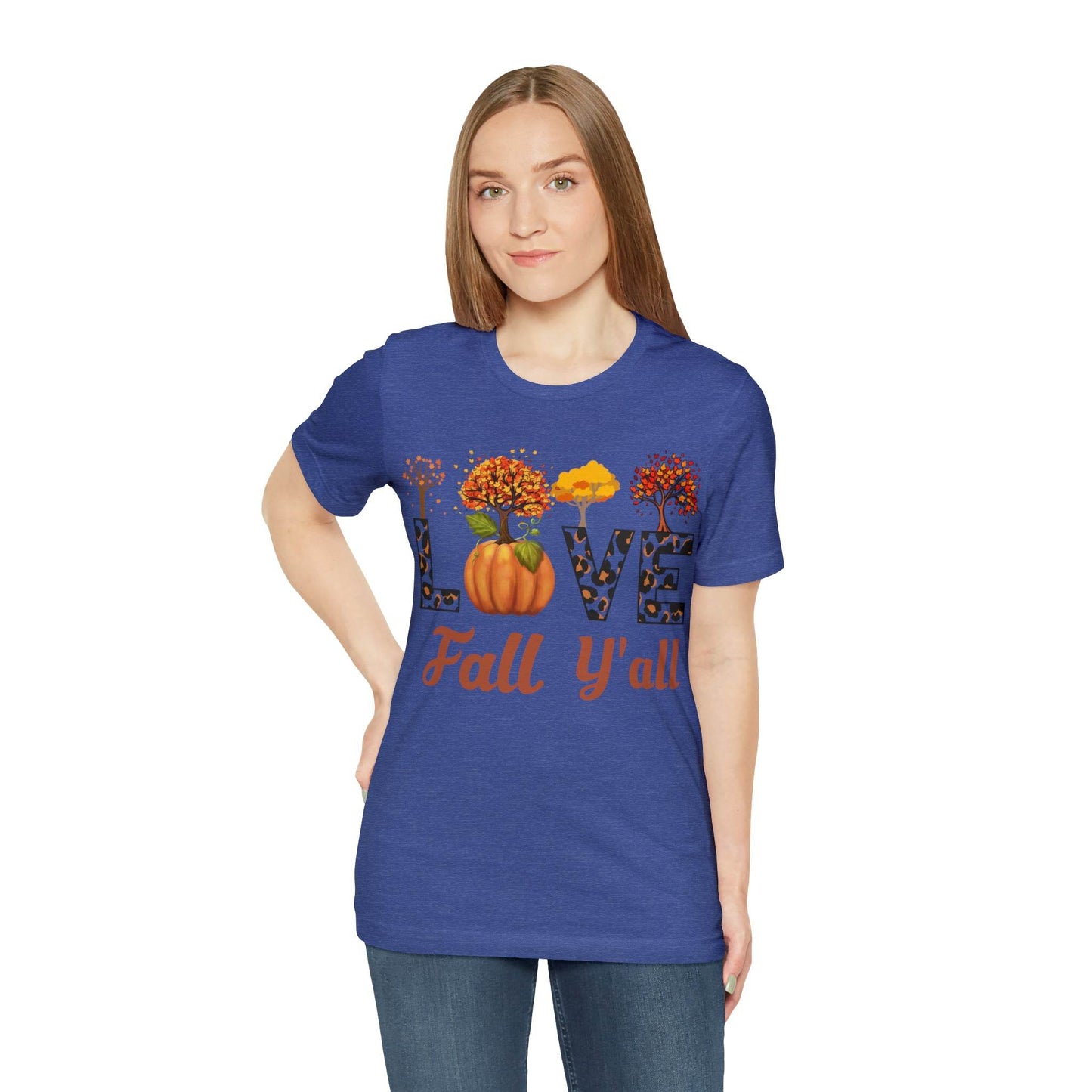 Leopard Print Love Fall Y'all, Fall shirt, Fall lover gift, Nature lover gift. - Giftsmojo