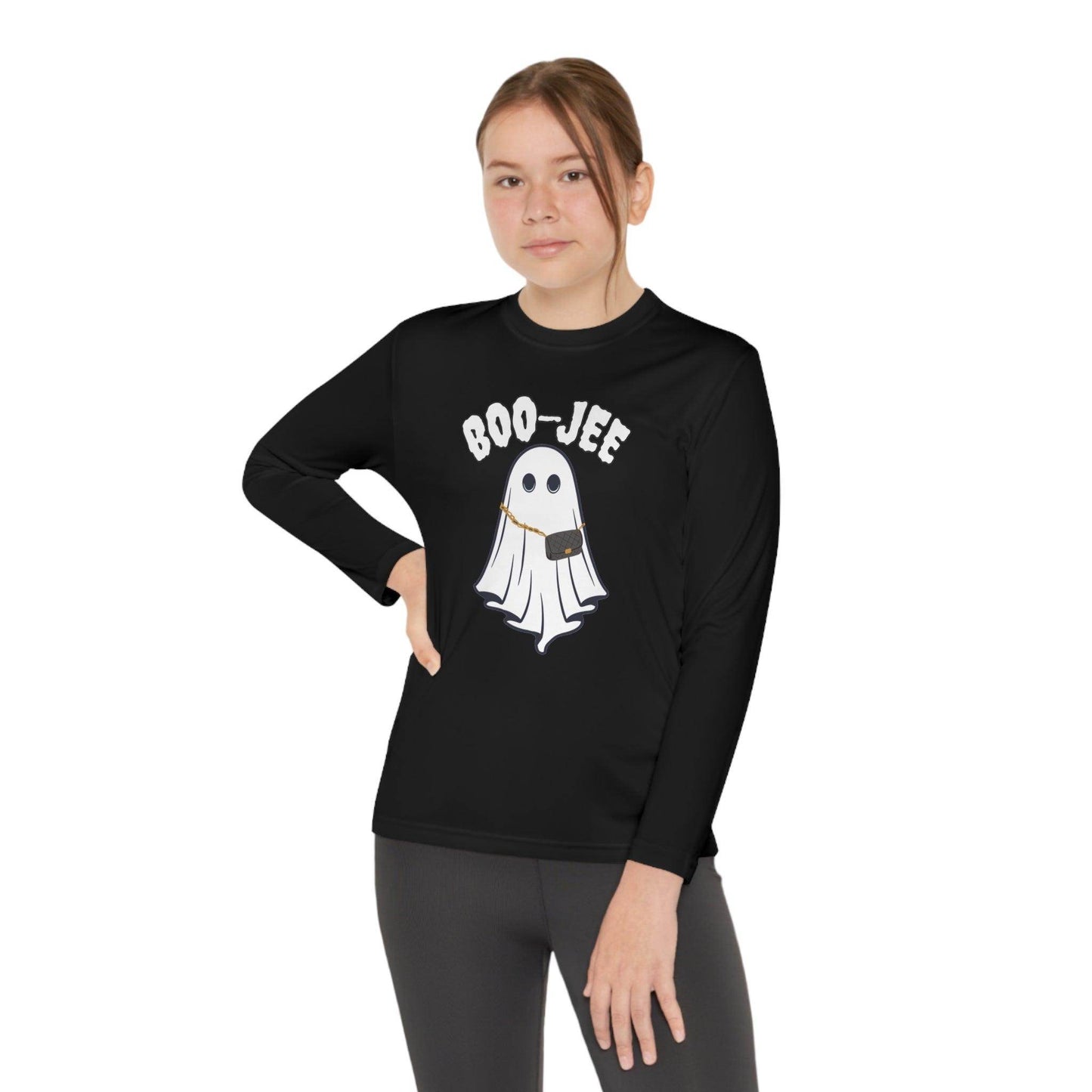 Boo-jee Youth Halloween Costume Long Sleeve Competitor Tee Boojee Halloween Boujee - Giftsmojo
