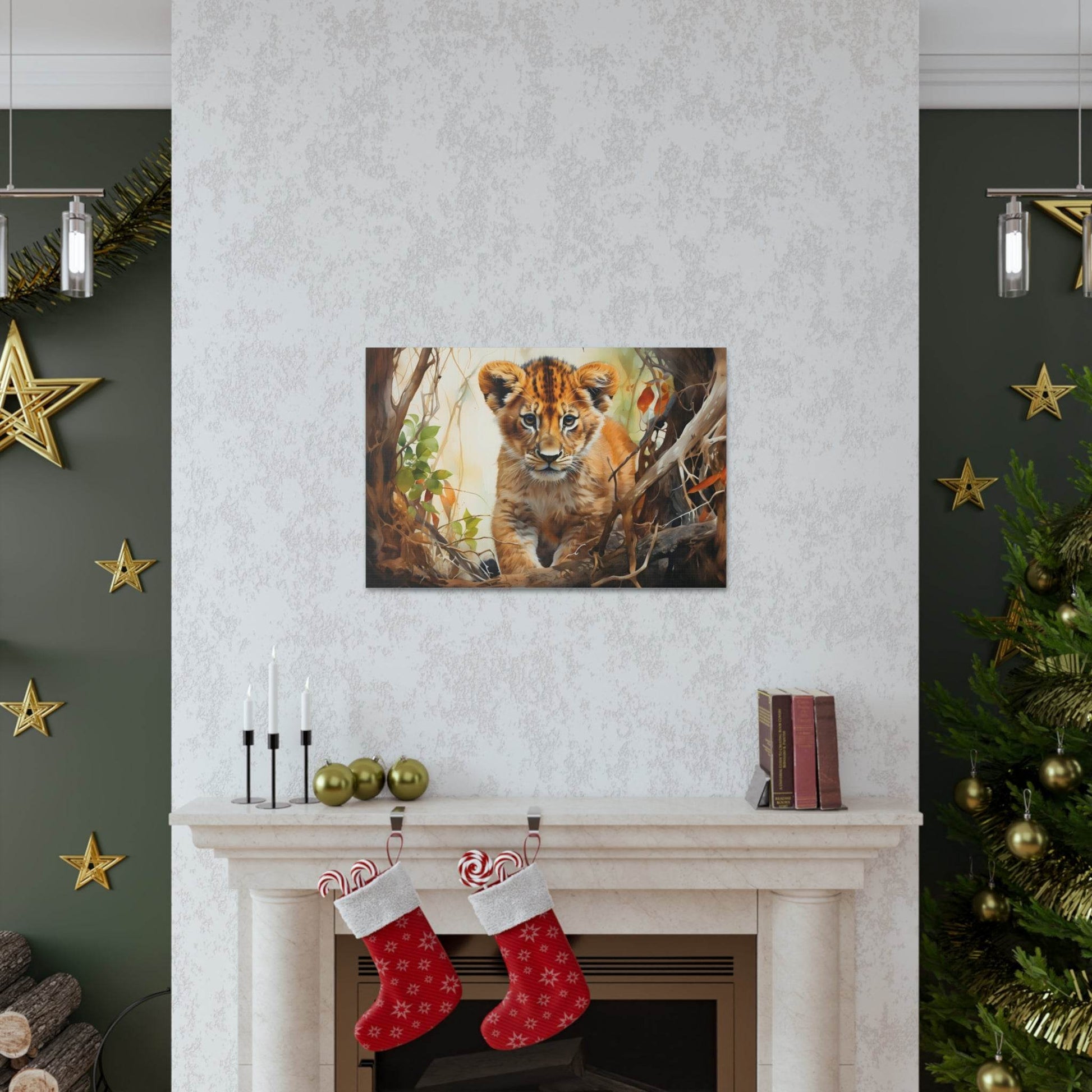 Watercolor Baby Lion In Nature Art Canvas Gallery Wraps Baby Lion Print Large Canvas Art Animal Wall Art minimalist Wall Art Lover Gift - Giftsmojo