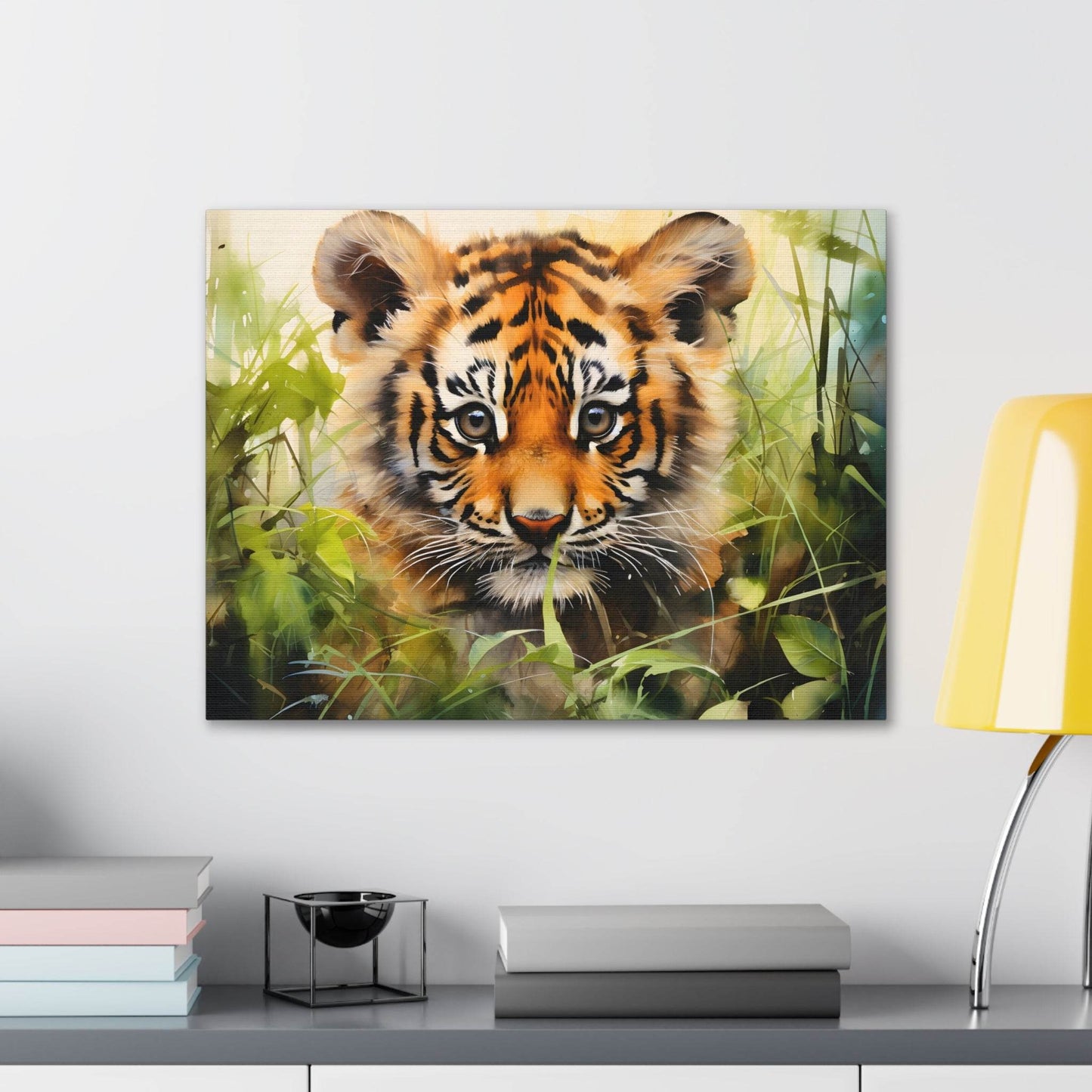 Watercolor Baby Tiger In Nature Art Canvas Gallery Wraps Tiger Print Large Canvas Art Animal Wall Art minimalist Wall Art Lover Gift - Giftsmojo