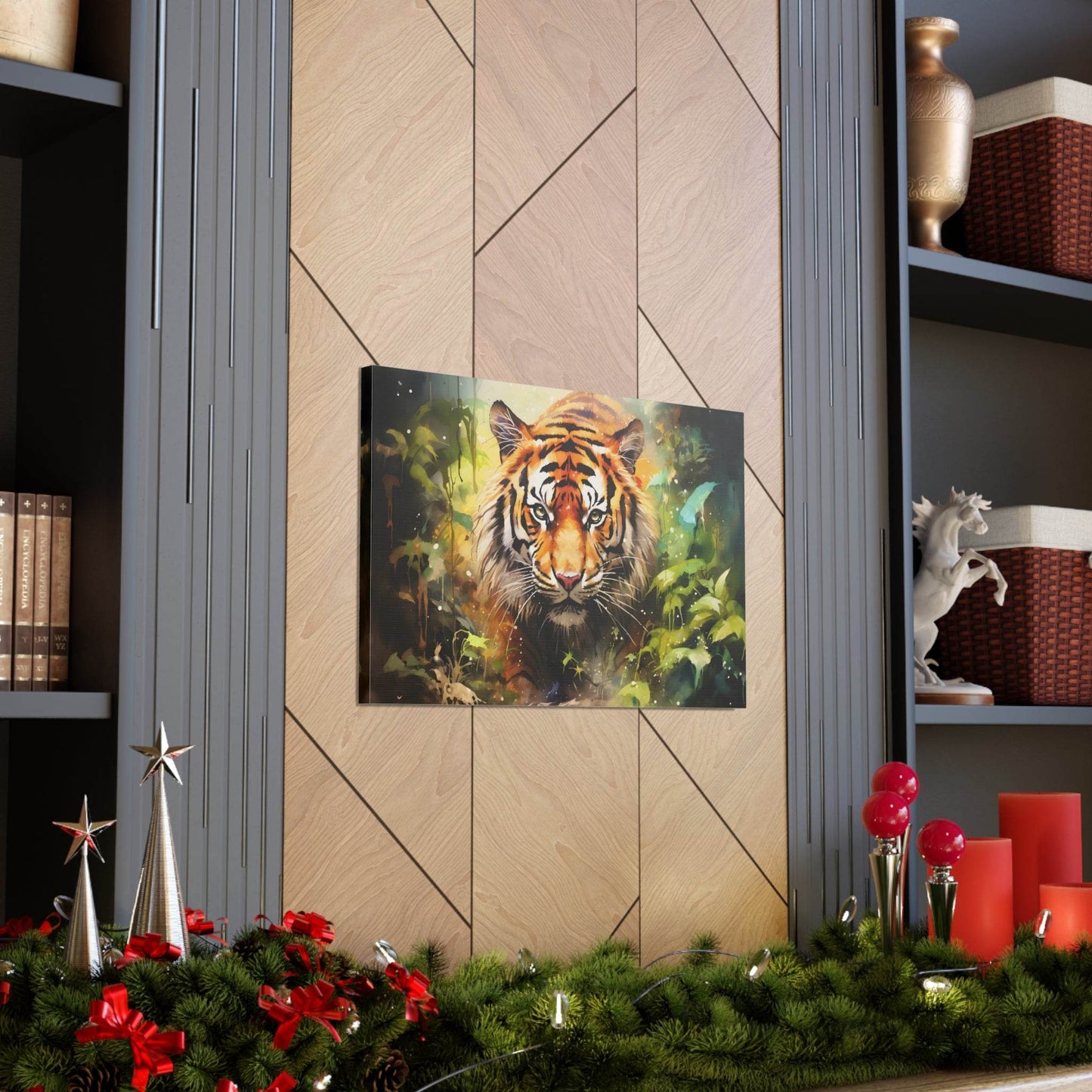 Watercolor Tiger In Nature Art Canvas Gallery Wraps Tiger Print Large Canvas Art Animal Wall Art minimalist Wall Art Lover Gift - Giftsmojo
