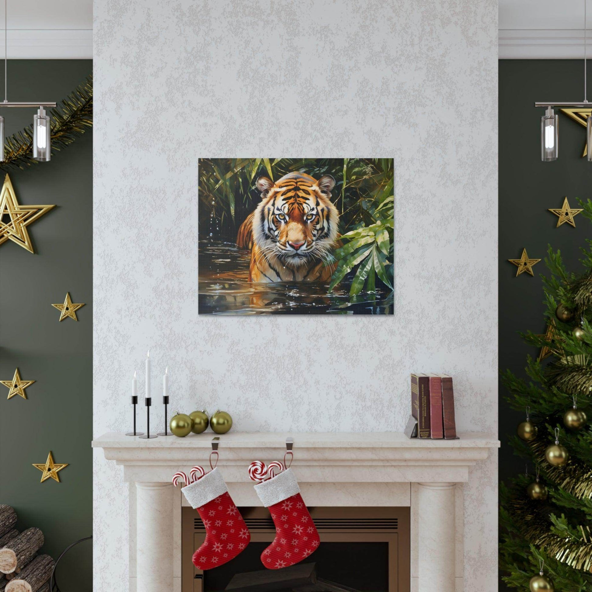 Watercolor Tiger In Nature Art Canvas Gallery Wraps Tiger Print Large Canvas Art Animal Wall Art minimalist Wall Art Lover Gift - Giftsmojo