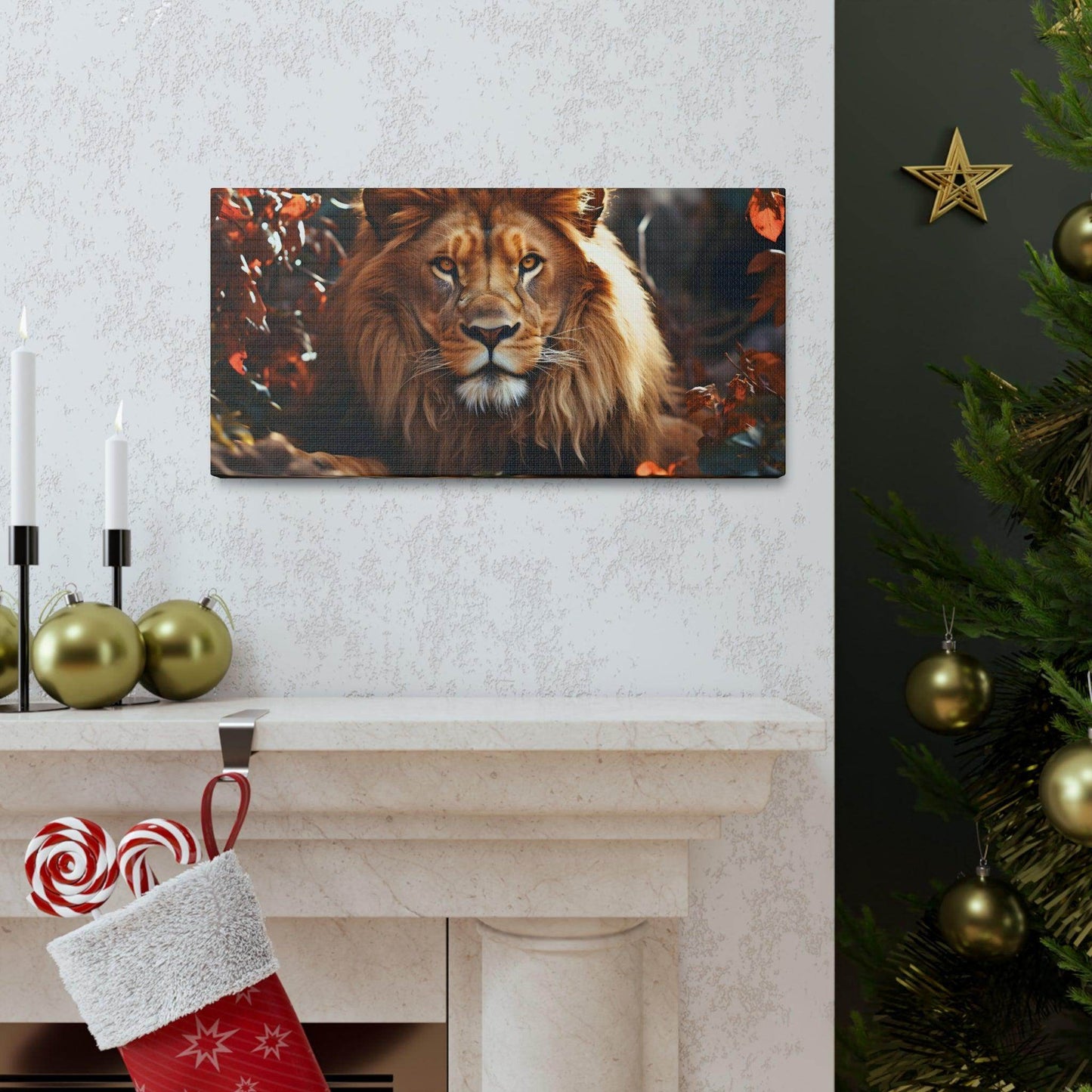 Lion In Nature Art Canvas Gallery Wraps Lion Print Large Canvas Art Animal Wall Art minimalist Wall Art Lover Gift - Giftsmojo