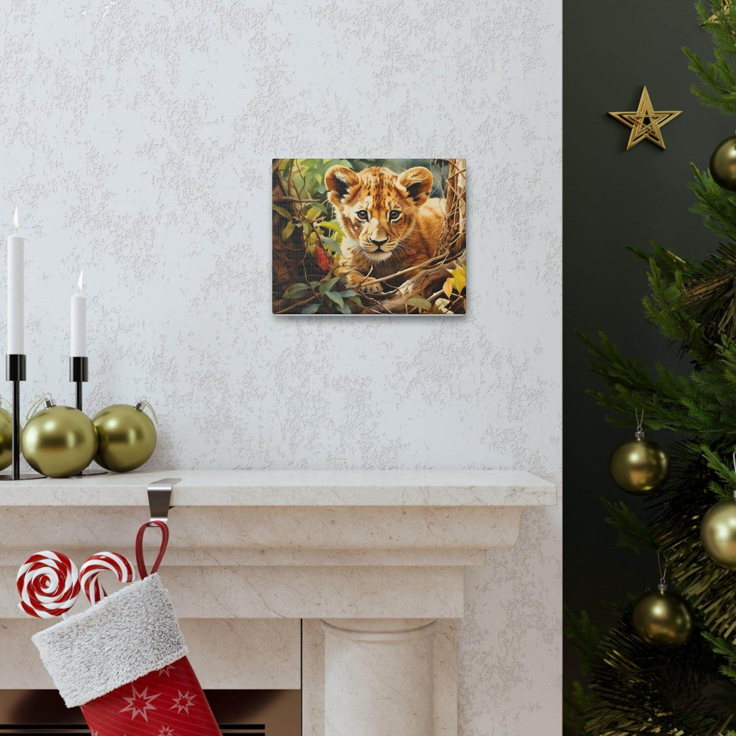 Watercolor Baby Lion In Nature Art Canvas Gallery Wraps Baby Lion Print Large Canvas Art Animal Wall Art minimalist Wall Art Lover Gift - Giftsmojo