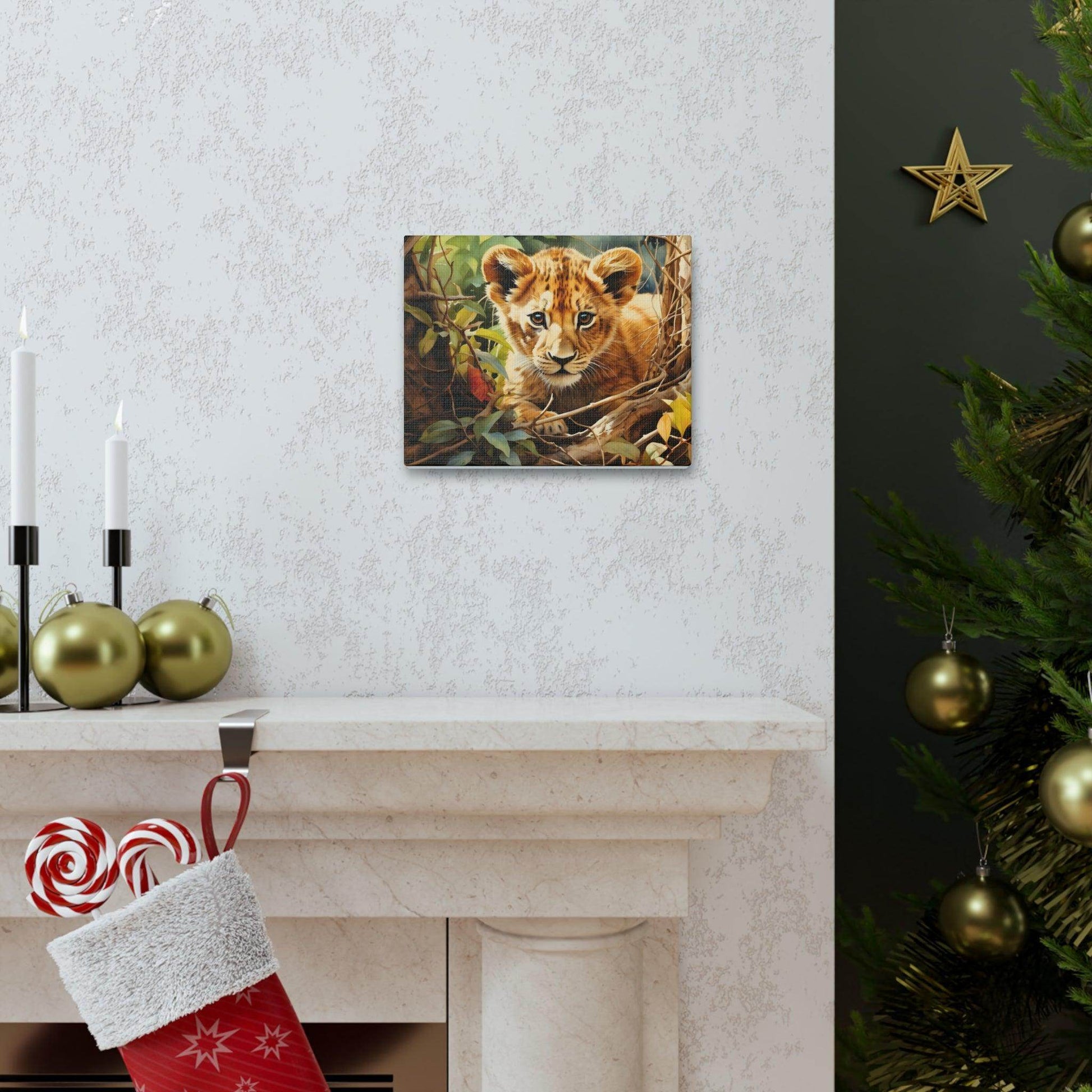 Watercolor Baby Lion In Nature Art Canvas Gallery Wraps Baby Lion Print Large Canvas Art Animal Wall Art minimalist Wall Art Lover Gift - Giftsmojo