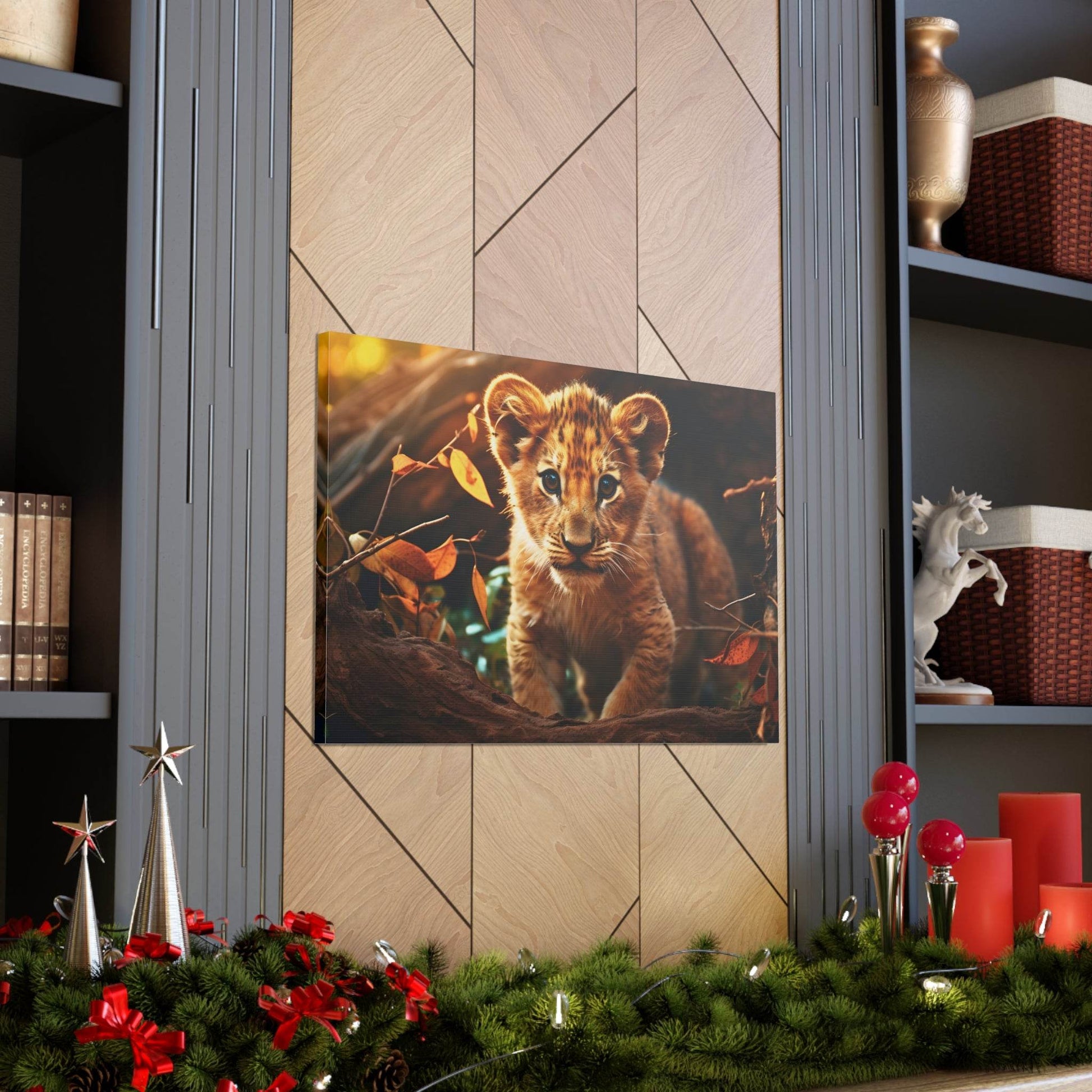 Baby Lion Cub Print Animal Nature Art Safari Nursery Canvas Gallery Wraps Baby Lion Print Large Canvas Art Animal Wall Art Lover Gift - Giftsmojo