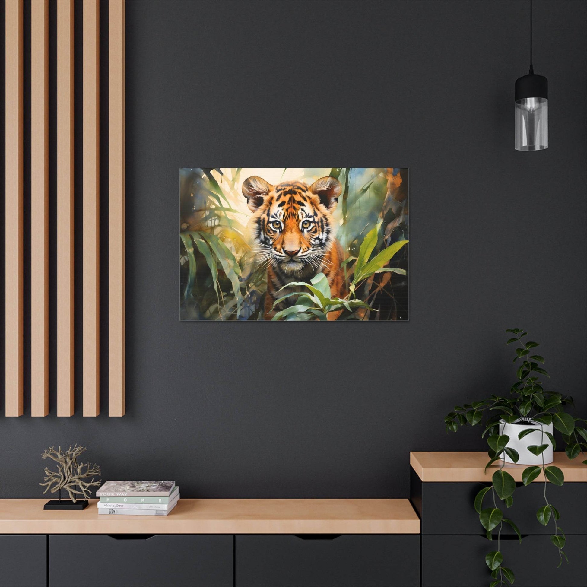 Watercolor Baby Tiger In Nature Art Canvas Gallery Wraps Tiger Print Large Canvas Art Animal Wall Art minimalist Wall Art Lover Gift - Giftsmojo