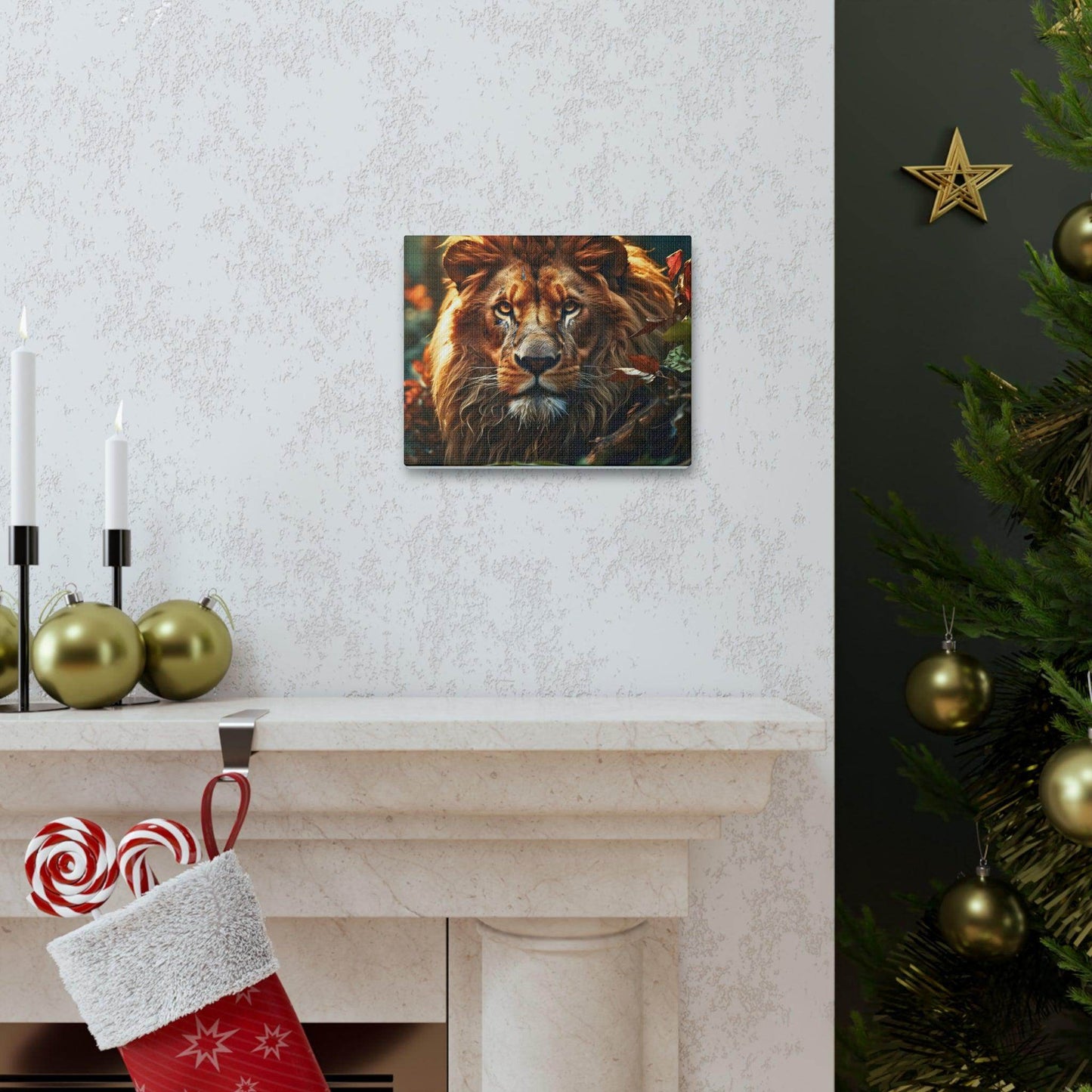Lion In Nature Art Canvas Gallery Wraps Lion Print Large Canvas Art Animal Wall Art minimalist Wall Art Lover Gift - Giftsmojo