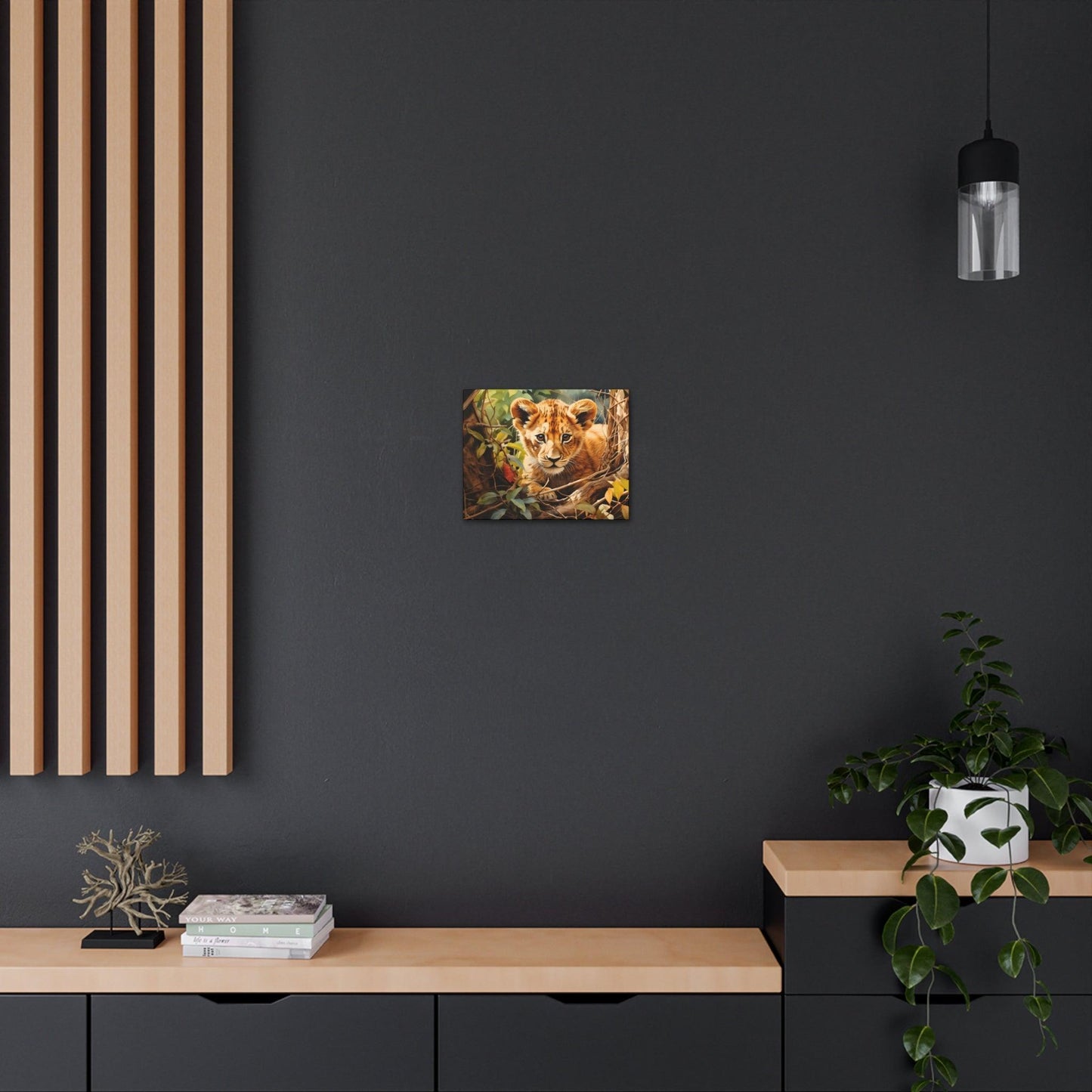 Watercolor Baby Lion In Nature Art Canvas Gallery Wraps Baby Lion Print Large Canvas Art Animal Wall Art minimalist Wall Art Lover Gift