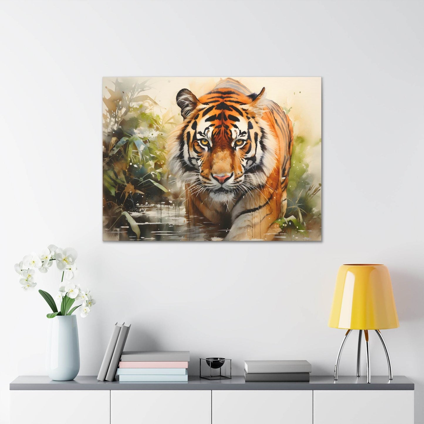 Watercolor Tiger In Nature Art Canvas Gallery Wraps Tiger Print Large Canvas Art Animal Wall Art minimalist Wall Art Lover Gift - Giftsmojo