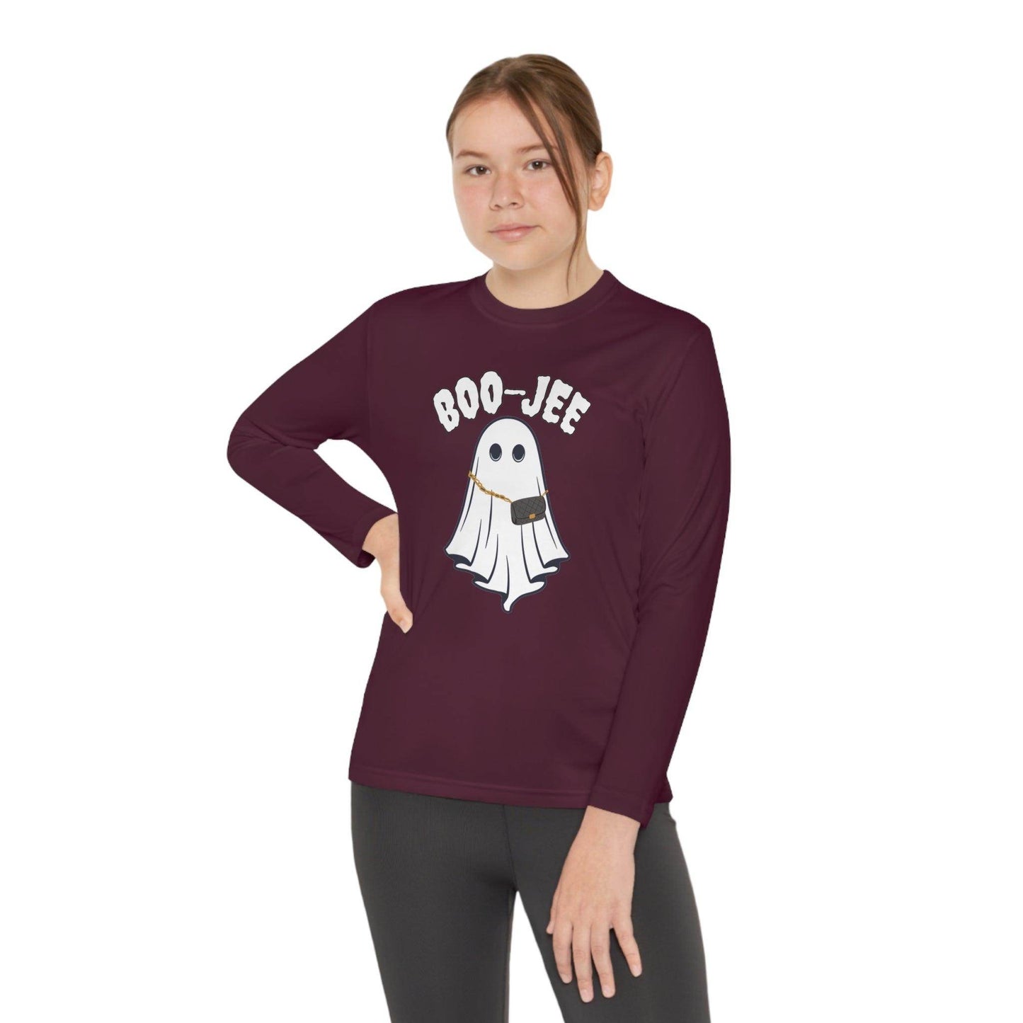 Boo-jee Youth Halloween Costume Long Sleeve Competitor Tee Boojee Halloween Boujee - Giftsmojo