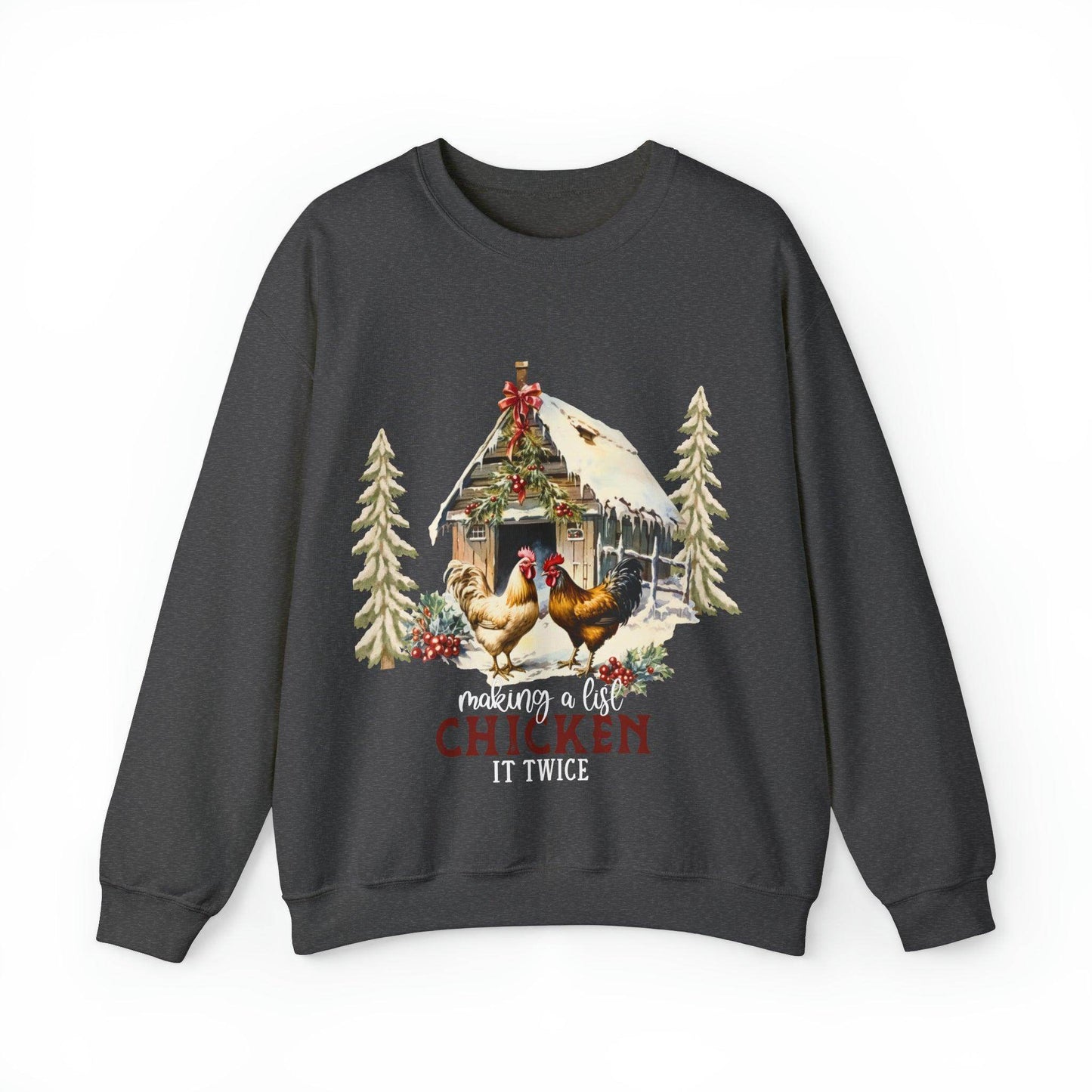 Making A List Chicken It Twice Christmas Sweatshirt Christmas on The Farm Sweatshirt Christmas Farm Sweatshirt Christmas Sweater Trendy Christmas Shirt Farmers - Giftsmojo