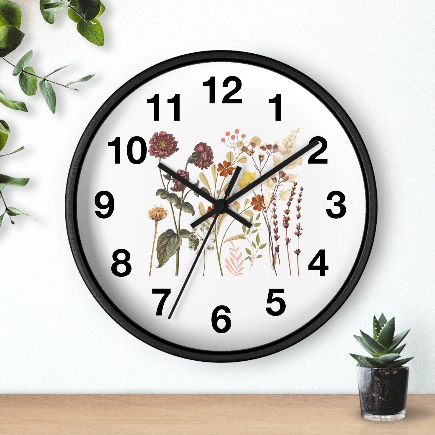 Flower wall clock, Wall clock. Floral Wall Clock, Home decor gift, House Warming gift, unique Gift, Mom gift