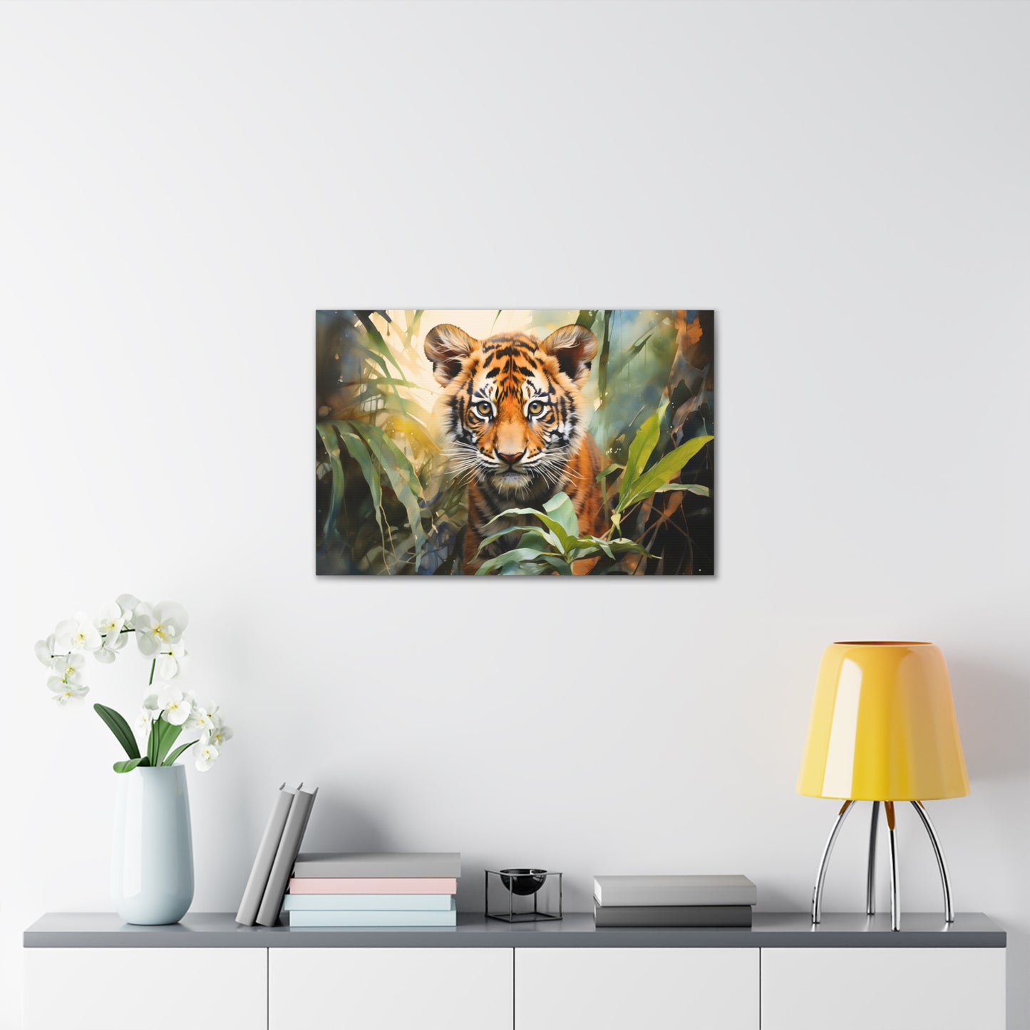 Watercolor Baby Tiger In Nature Art Canvas Gallery Wraps Tiger Print Large Canvas Art Animal Wall Art minimalist Wall Art Lover Gift