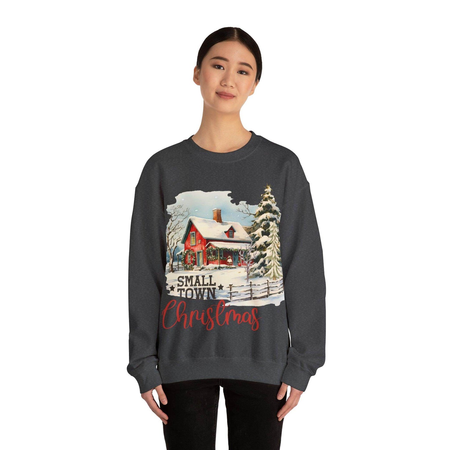 Small Town Christmas Sweatshirt Christmas on The Farm Sweatshirt Mooey Christmas Farm Sweatshirt Christmas Sweater Trendy Christmas Shirt Farmers - Giftsmojo