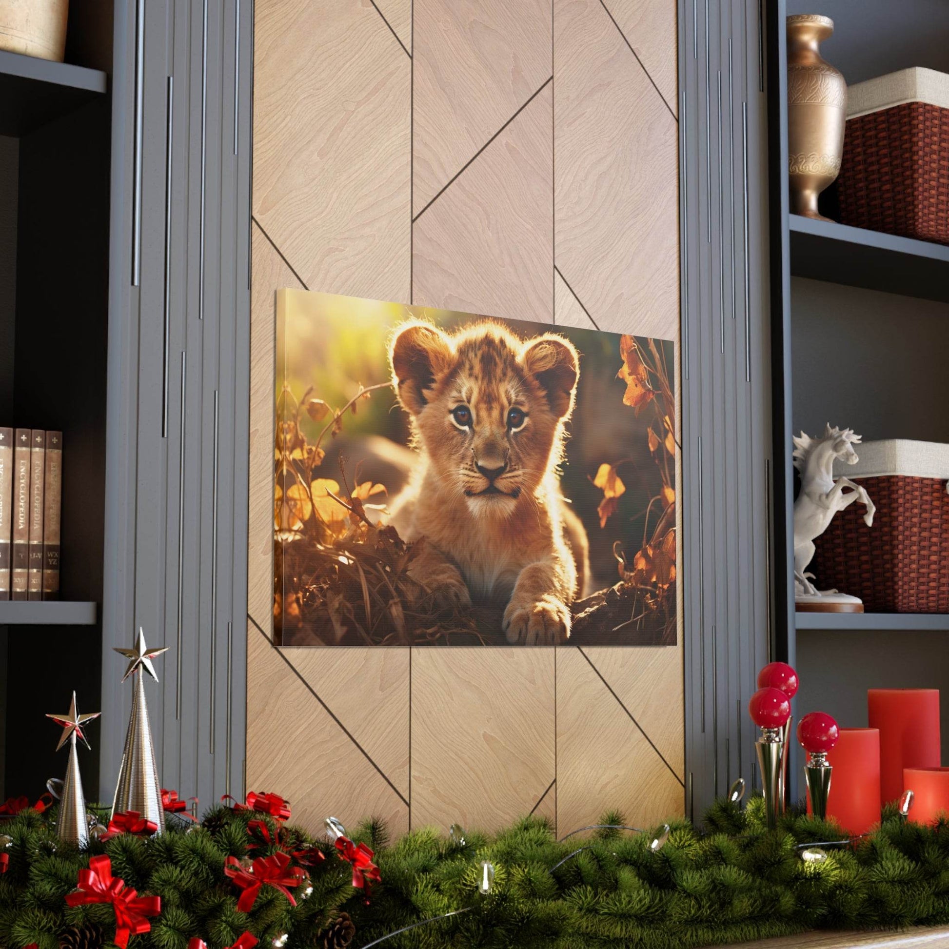 Baby Lion Cub Print Animal Nature Art Safari Nursery Canvas Gallery Wraps Baby Lion Print Large Canvas Art Animal Wall Art Lover Gift - Giftsmojo