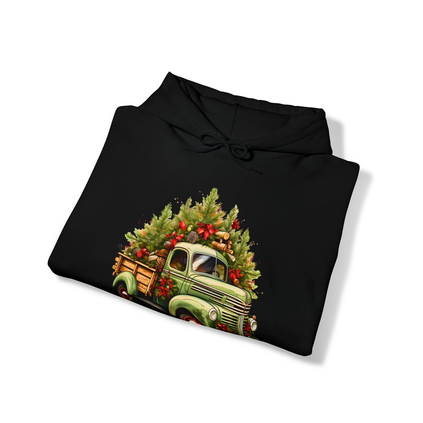 Christmas Tree Truck Hooded Sweatshirt Christmas Truck Sweatshirt Christmas Sweater Truck Pullover Christmas Tree Sweat Pine Tree Pullover - Giftsmojo