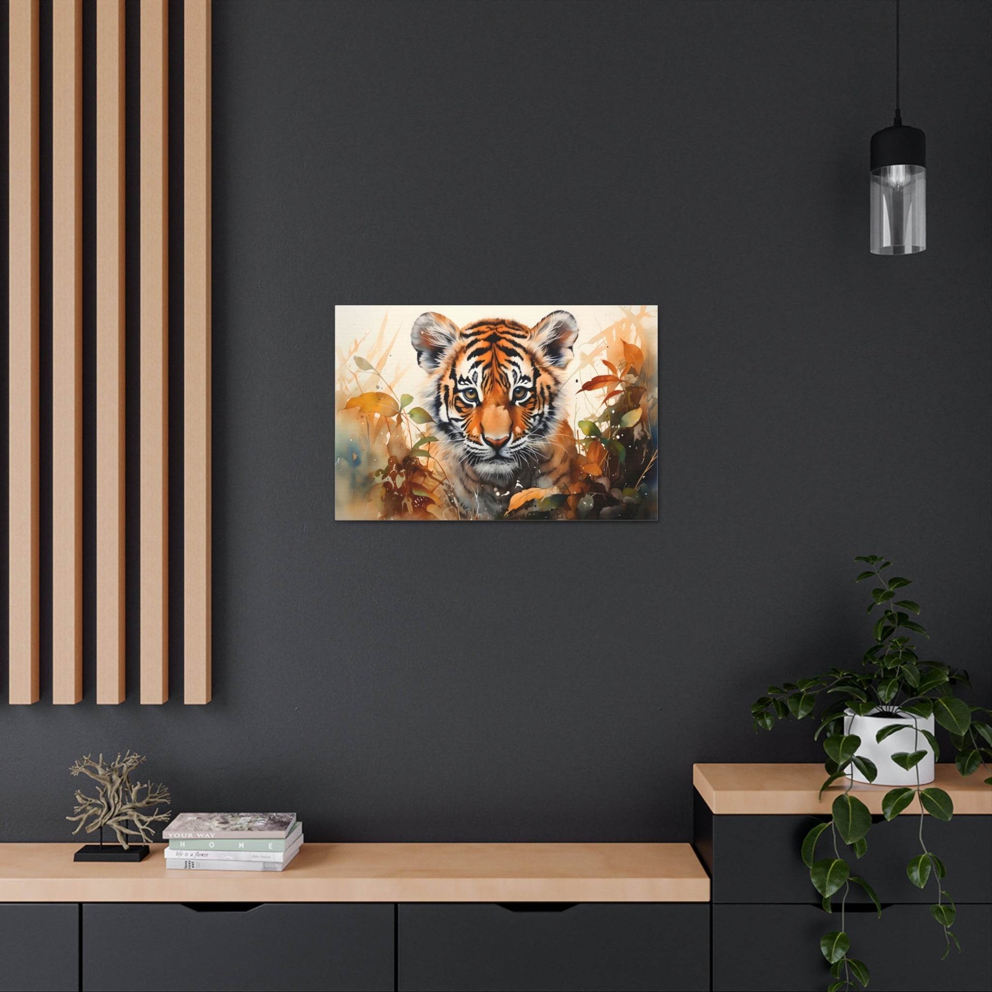 Watercolor Baby Tiger In Nature Art Canvas Gallery Wraps Tiger Print Large Canvas Art Animal Wall Art minimalist Wall Art Lover Gift - Giftsmojo