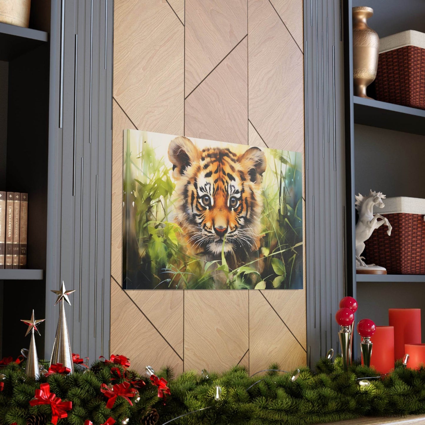 Watercolor Baby Tiger In Nature Art Canvas Gallery Wraps Tiger Print Large Canvas Art Animal Wall Art minimalist Wall Art Lover Gift - Giftsmojo