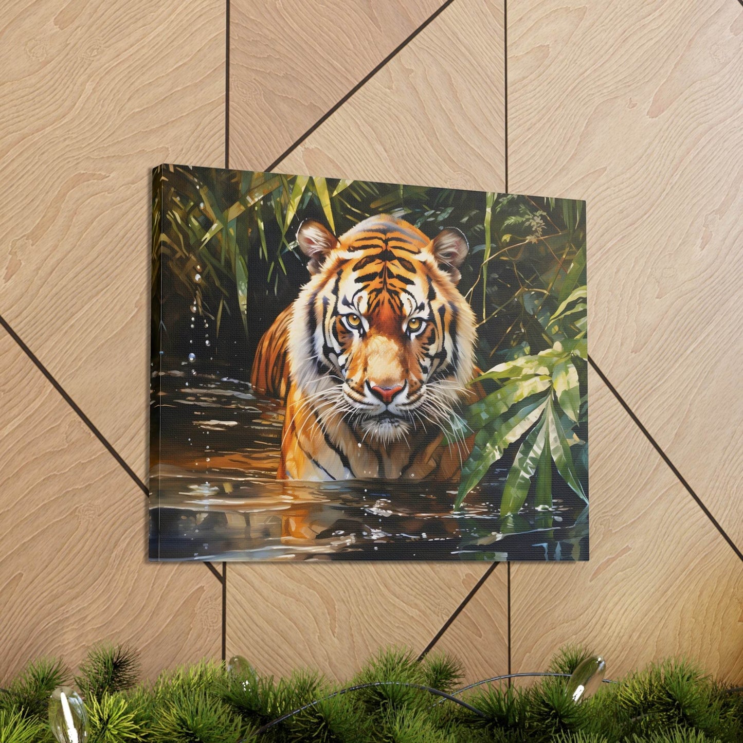Watercolor Tiger In Nature Art Canvas Gallery Wraps Tiger Print Large Canvas Art Animal Wall Art minimalist Wall Art Lover Gift - Giftsmojo