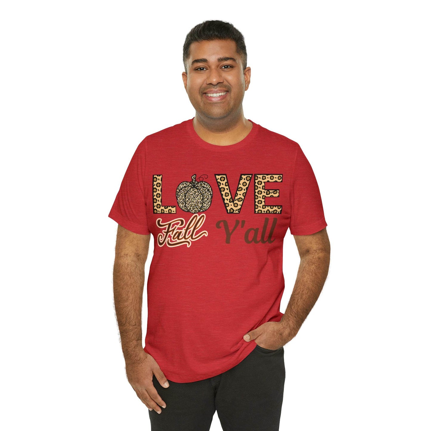 Leopard Print Love Fall Y'all Shirt, Pumpkin Shirt, Fall Shirt for Fall Lovers, Fall Gift - Giftsmojo