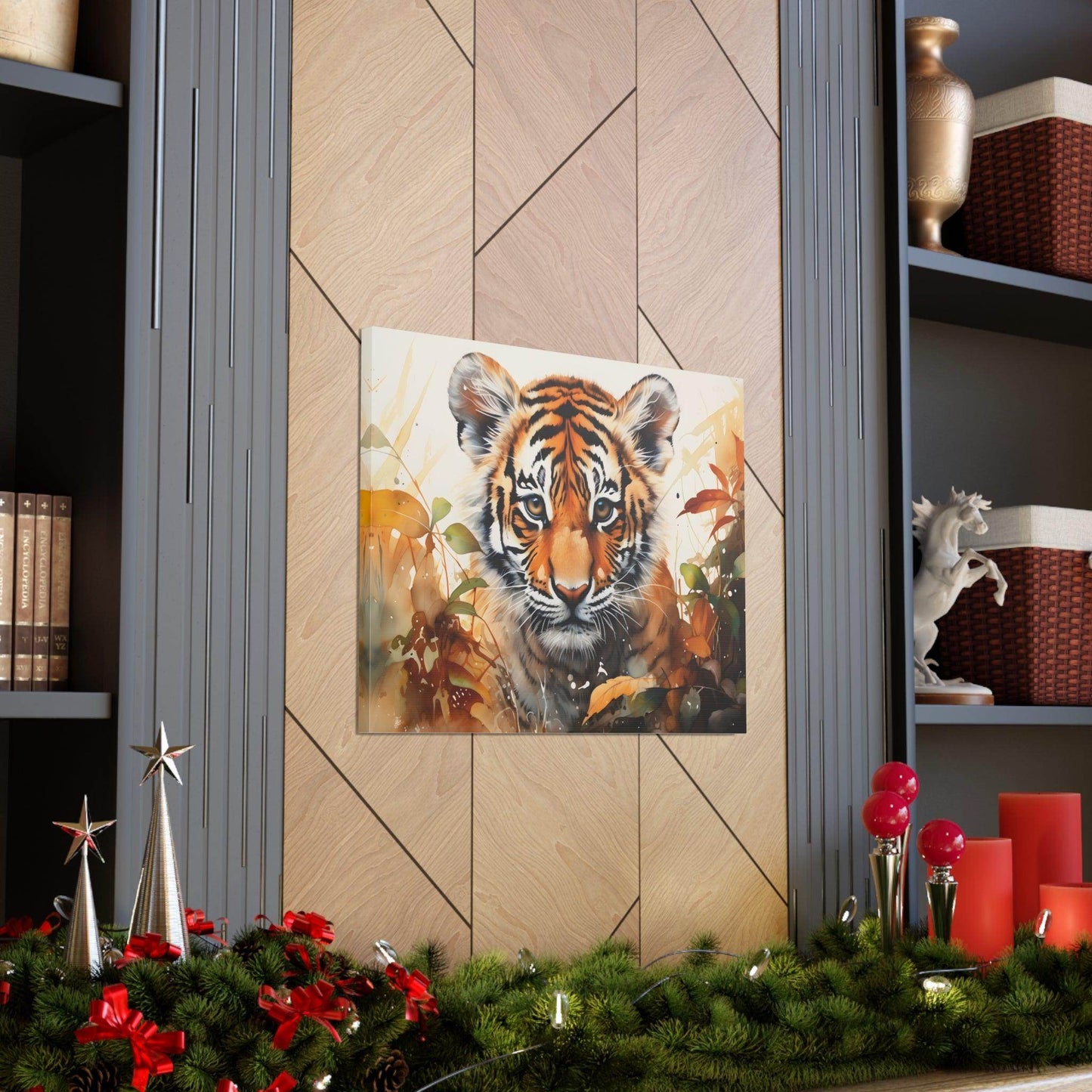 Watercolor Baby Tiger In Nature Art Canvas Gallery Wraps Tiger Print Large Canvas Art Animal Wall Art minimalist Wall Art Lover Gift - Giftsmojo