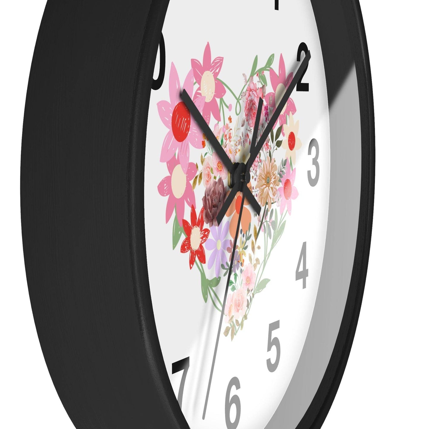 Flower wall clock, Flower Heart Wall clock, Floral Wall Clock, Home decor gift, House Warming gift, New Home Gift, Mom gift - Giftsmojo