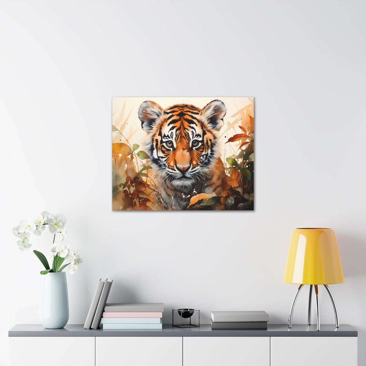 Watercolor Baby Tiger In Nature Art Canvas Gallery Wraps Tiger Print Large Canvas Art Animal Wall Art minimalist Wall Art Lover Gift - Giftsmojo