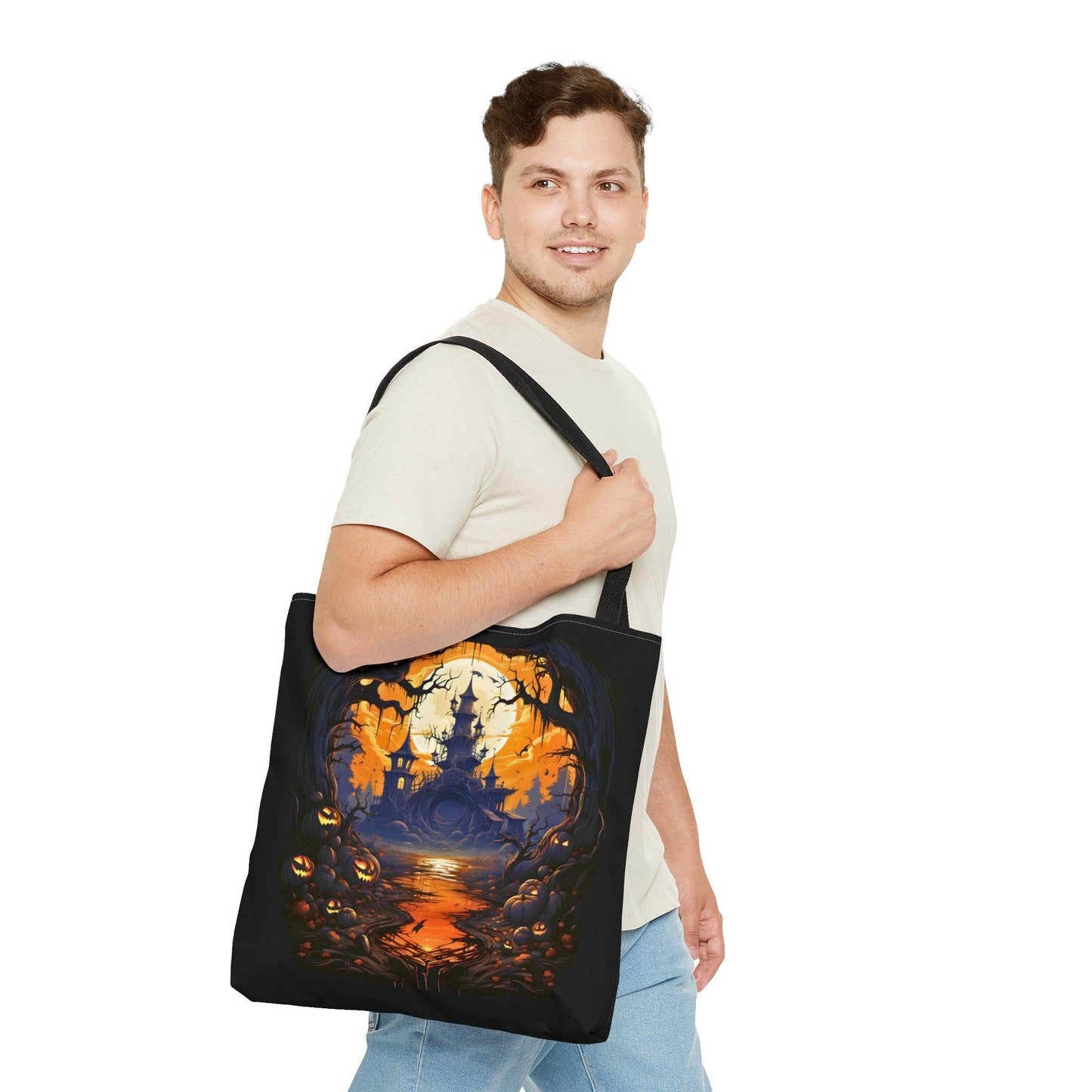 Happy Halloween Bag Trick or Treat Bag Love Fall Pumpkin Tote Bag Cute Market Bag - Aesthetic Bag, Fall Tote Bag, Mom Bag Canvas Bag - Giftsmojo